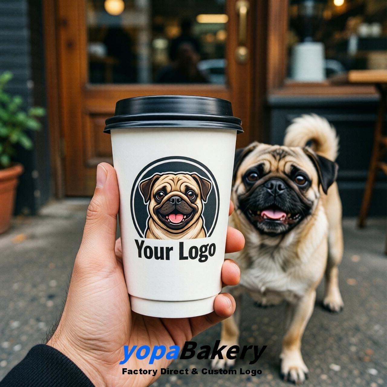 Pug Double Wall Paper Cups: 8oz/12oz/16oz/20oz/22oz/24oz