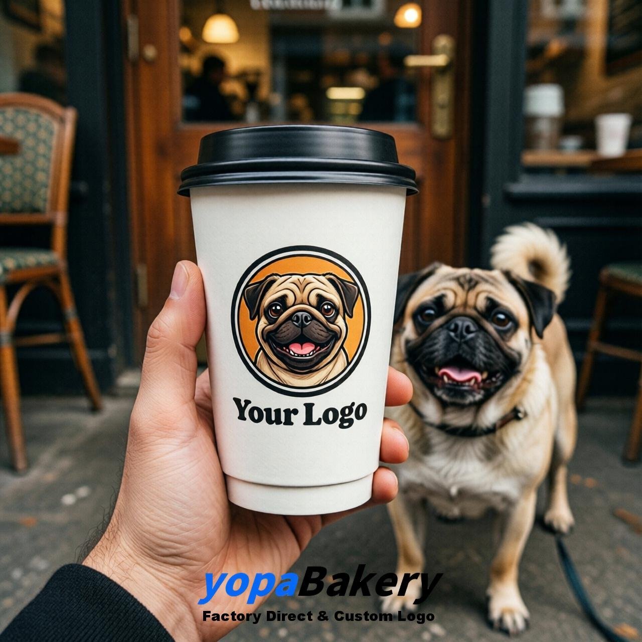 Pug Double Wall Paper Cups: 8oz/12oz/16oz/20oz/22oz/24oz