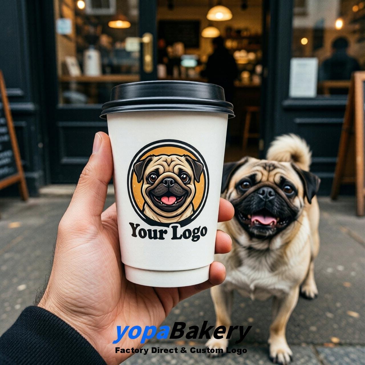 Pug Double Wall Paper Cups: 8oz/12oz/16oz/20oz/22oz/24oz