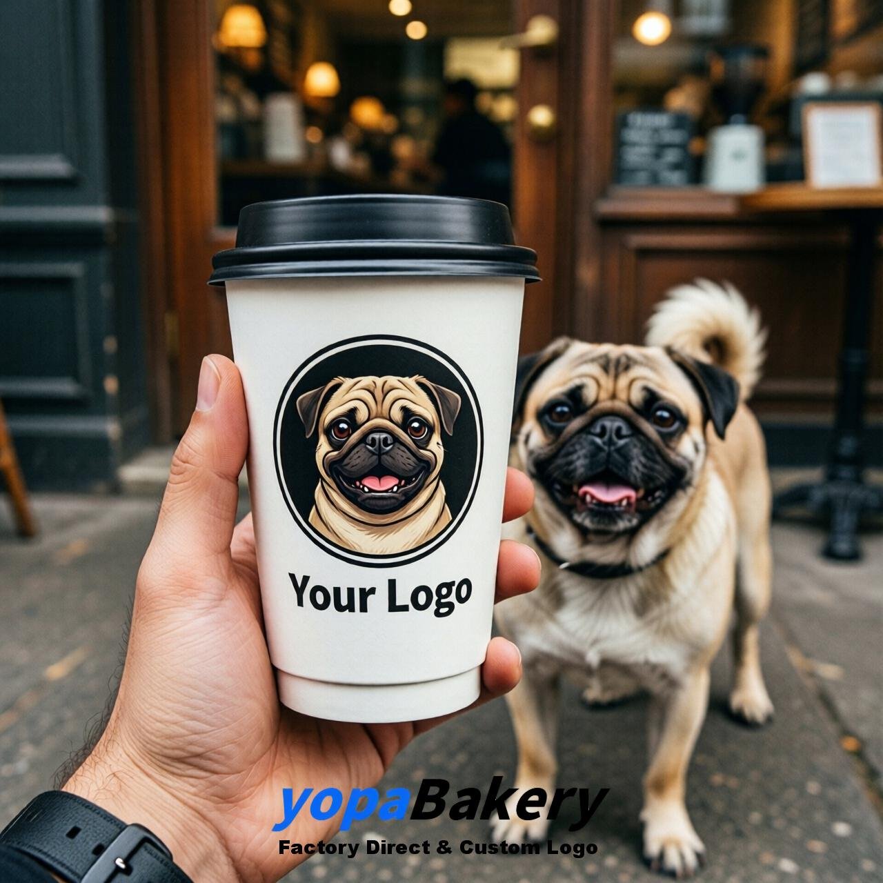 Pug Double Wall Paper Cups: 8oz/12oz/16oz/20oz/22oz/24oz