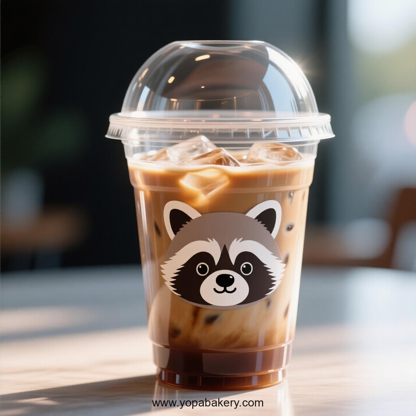 Raccoon Themed Clear Plastic Cups - Disposable PP & PET Coffee Cups with Lids Raccoon Themed Clear Plastic Cups - Disposable PP & PET Coffee Cups with Lids