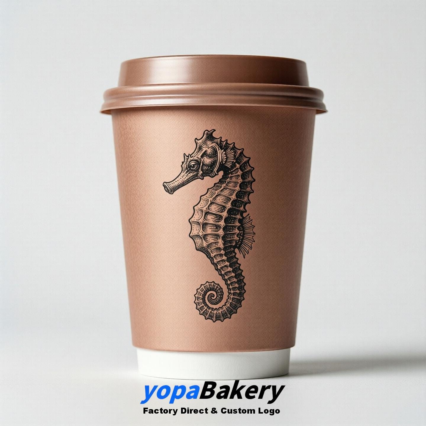 Seahorse Double Wall Paper Cups: 100ml/120ml/200ml/240ml/300ml/360ml/400ml/500ml/600ml/700ml