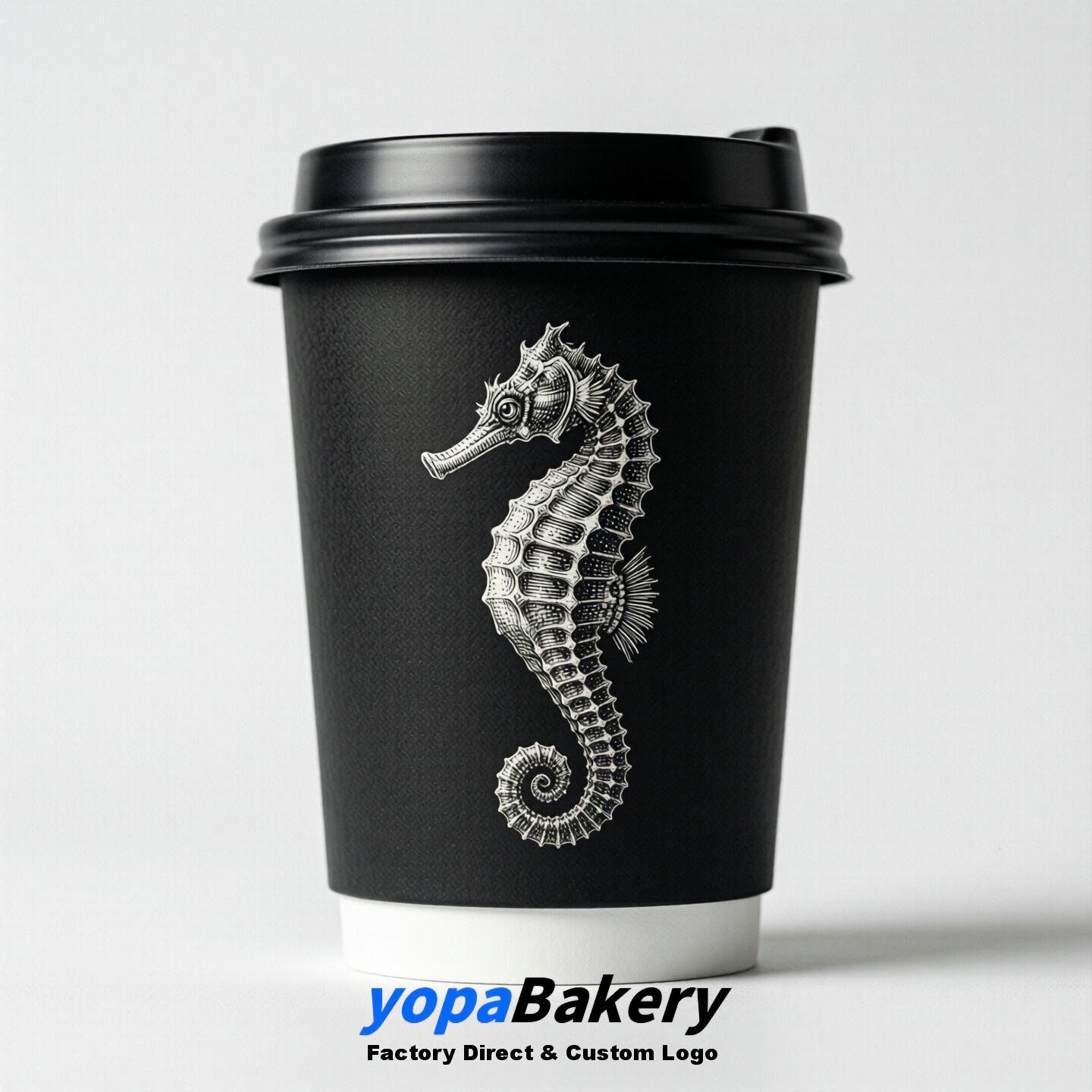 Seahorse Double Wall Paper Cups: 100ml/120ml/200ml/240ml/300ml/360ml/400ml/500ml/600ml/700ml