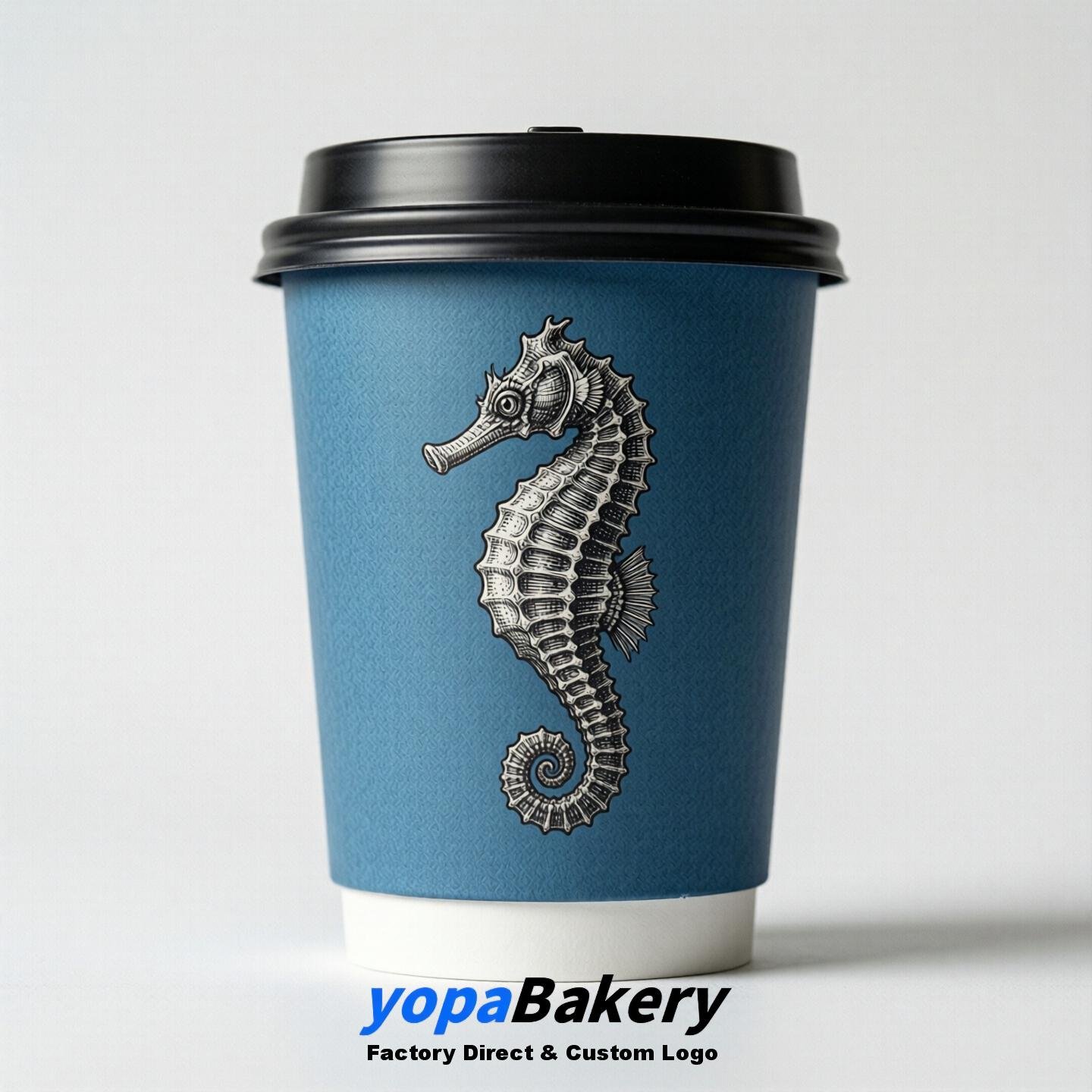 Seahorse Double Wall Paper Cups: 100ml/120ml/200ml/240ml/300ml/360ml/400ml/500ml/600ml/700ml