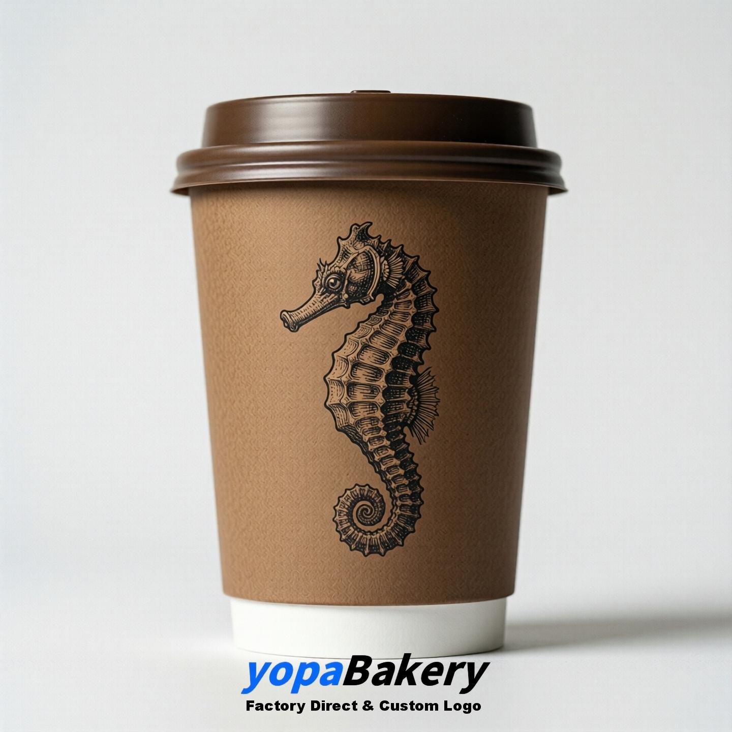 Seahorse Double Wall Paper Cups: 100ml/120ml/200ml/240ml/300ml/360ml/400ml/500ml/600ml/700ml