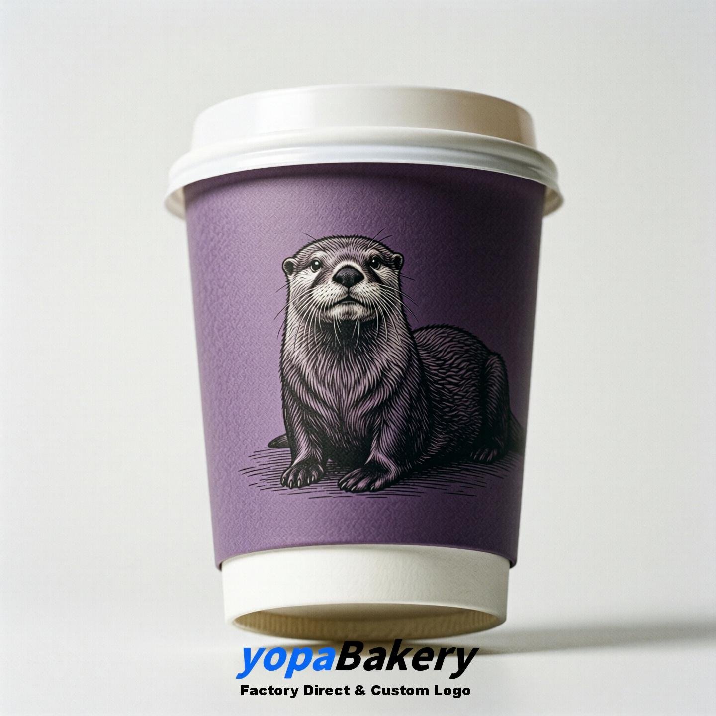 Sea otter Double Wall Paper Cups: 100ml/120ml/200ml/240ml/300ml/360ml/400ml/500ml/600ml/700ml