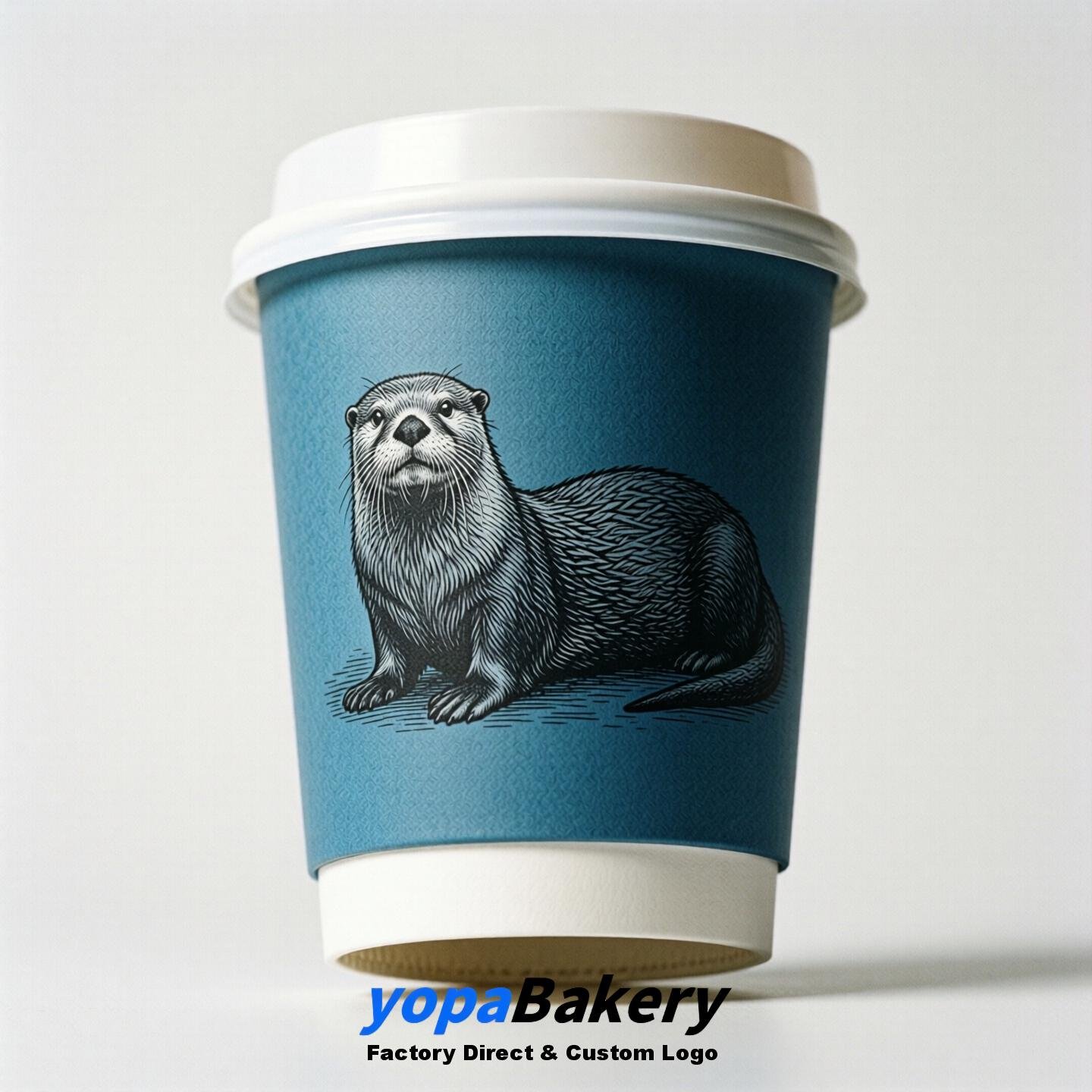 Sea otter Double Wall Paper Cups: 100ml/120ml/200ml/240ml/300ml/360ml/400ml/500ml/600ml/700ml