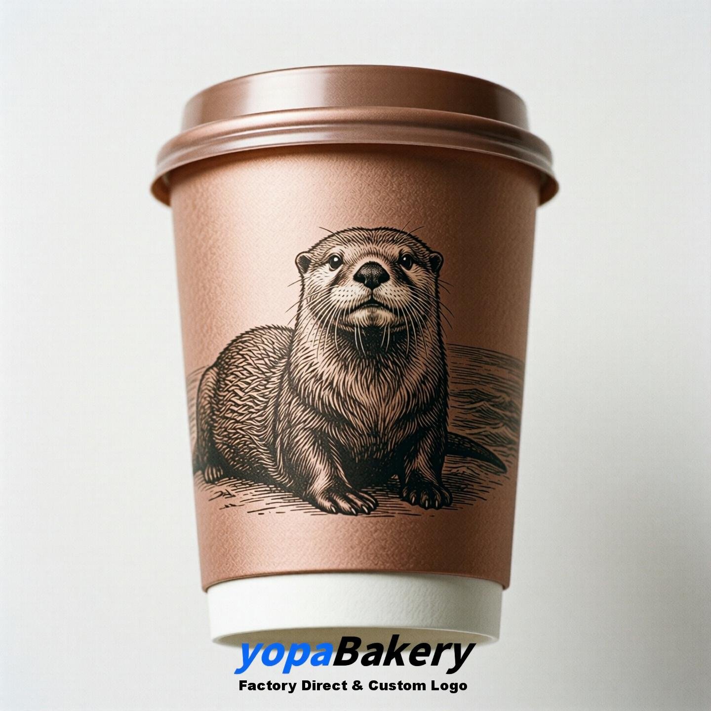 Sea otter Double Wall Paper Cups: 100ml/120ml/200ml/240ml/300ml/360ml/400ml/500ml/600ml/700ml
