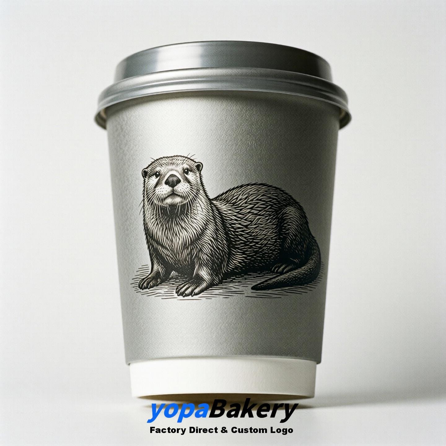 Sea otter Double Wall Paper Cups: 100ml/120ml/200ml/240ml/300ml/360ml/400ml/500ml/600ml/700ml