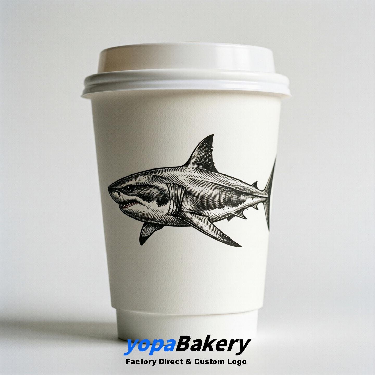 Shark Double Wall Paper Cups: 100ml/120ml/200ml/240ml/300ml/360ml/400ml/500ml/600ml/700ml