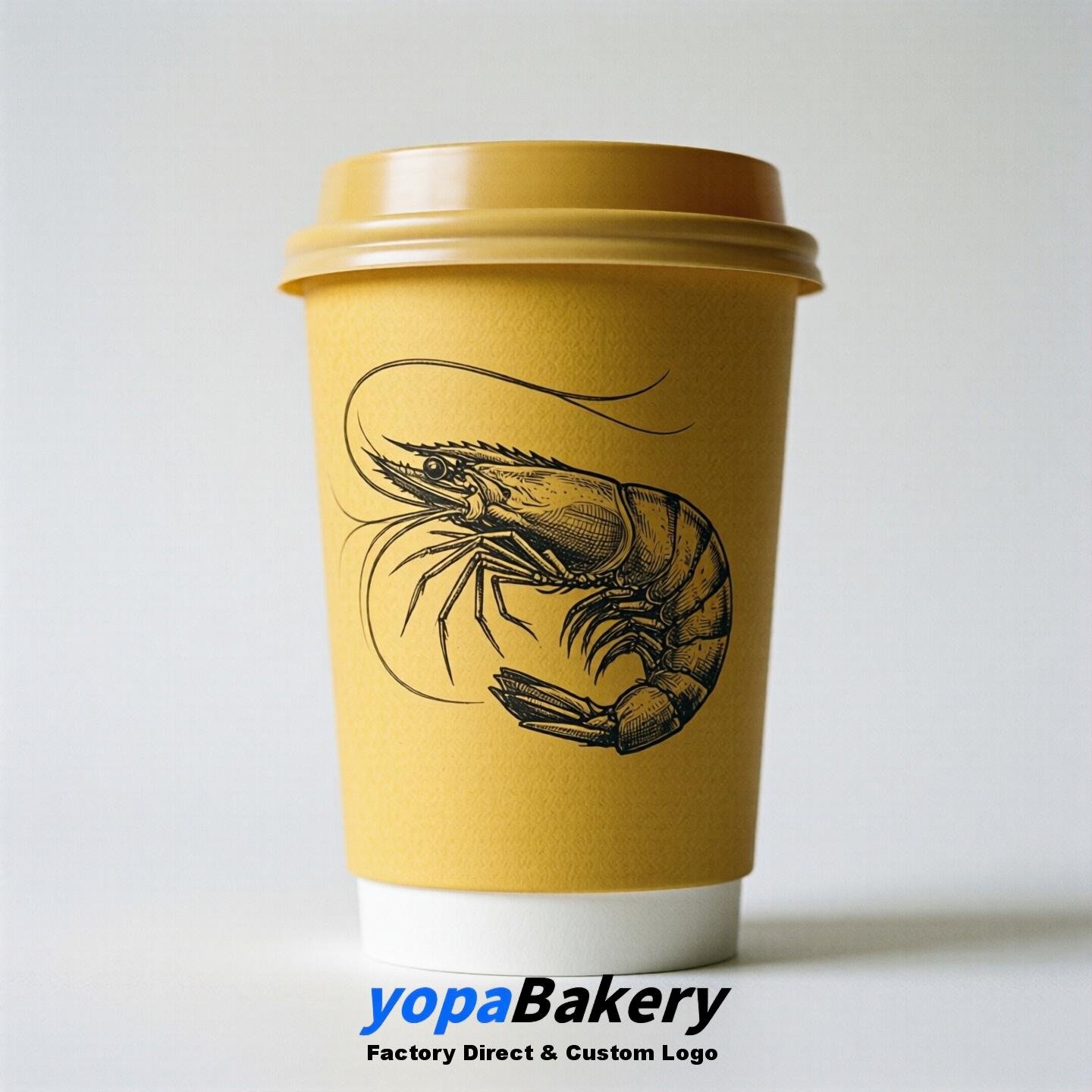 Shrimp Double Wall Paper Cups: 100ml/120ml/200ml/240ml/300ml/360ml/400ml/500ml/600ml/700ml