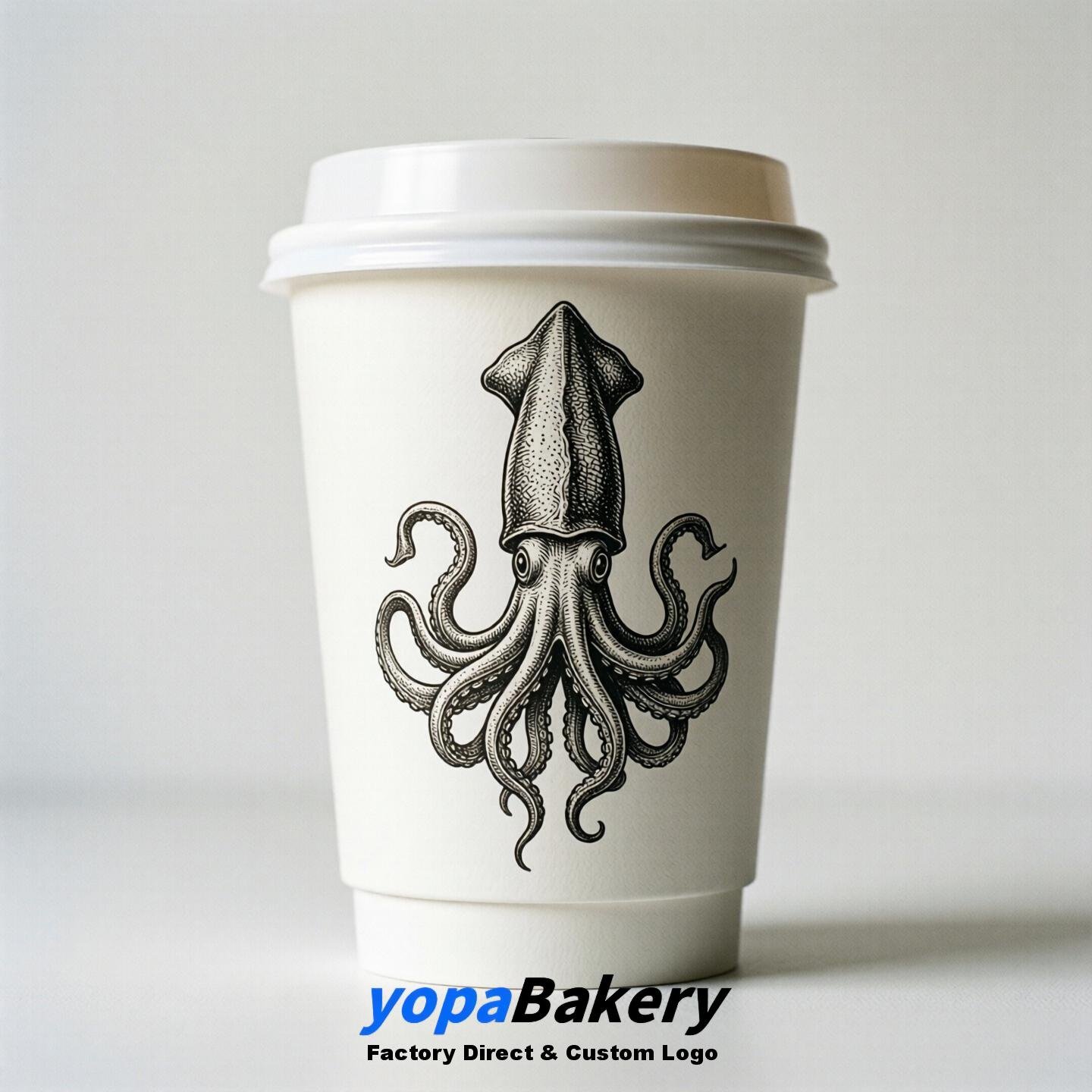 Squid Double Wall Paper Cups: 100ml/120ml/200ml/240ml/300ml/360ml/400ml/500ml/600ml/700ml