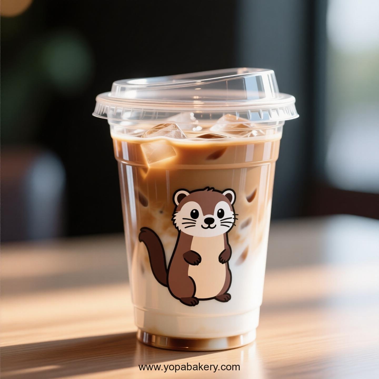 Weasel Themed Clear Plastic Cups - Disposable PP & PET Coffee Cups with Lids