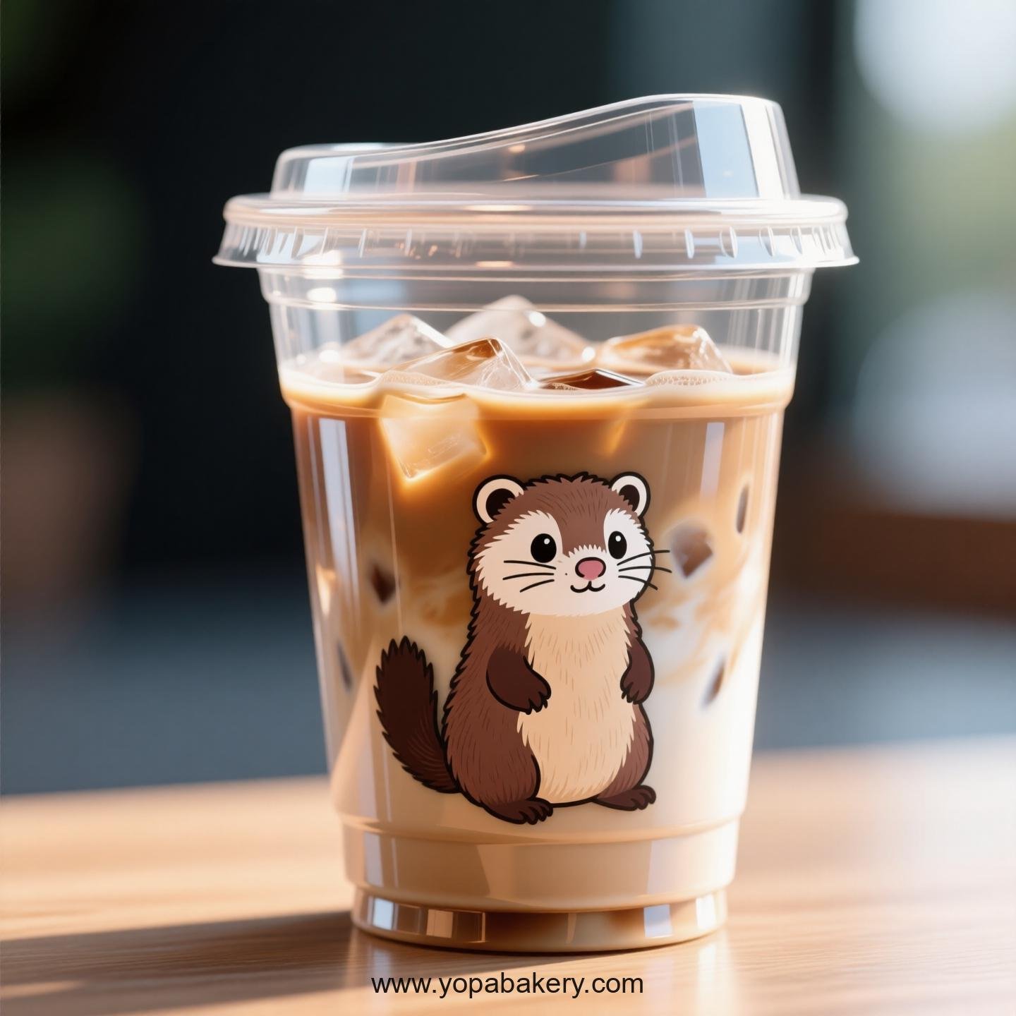 Weasel Themed Clear Plastic Cups - Disposable PP & PET Coffee Cups with Lids