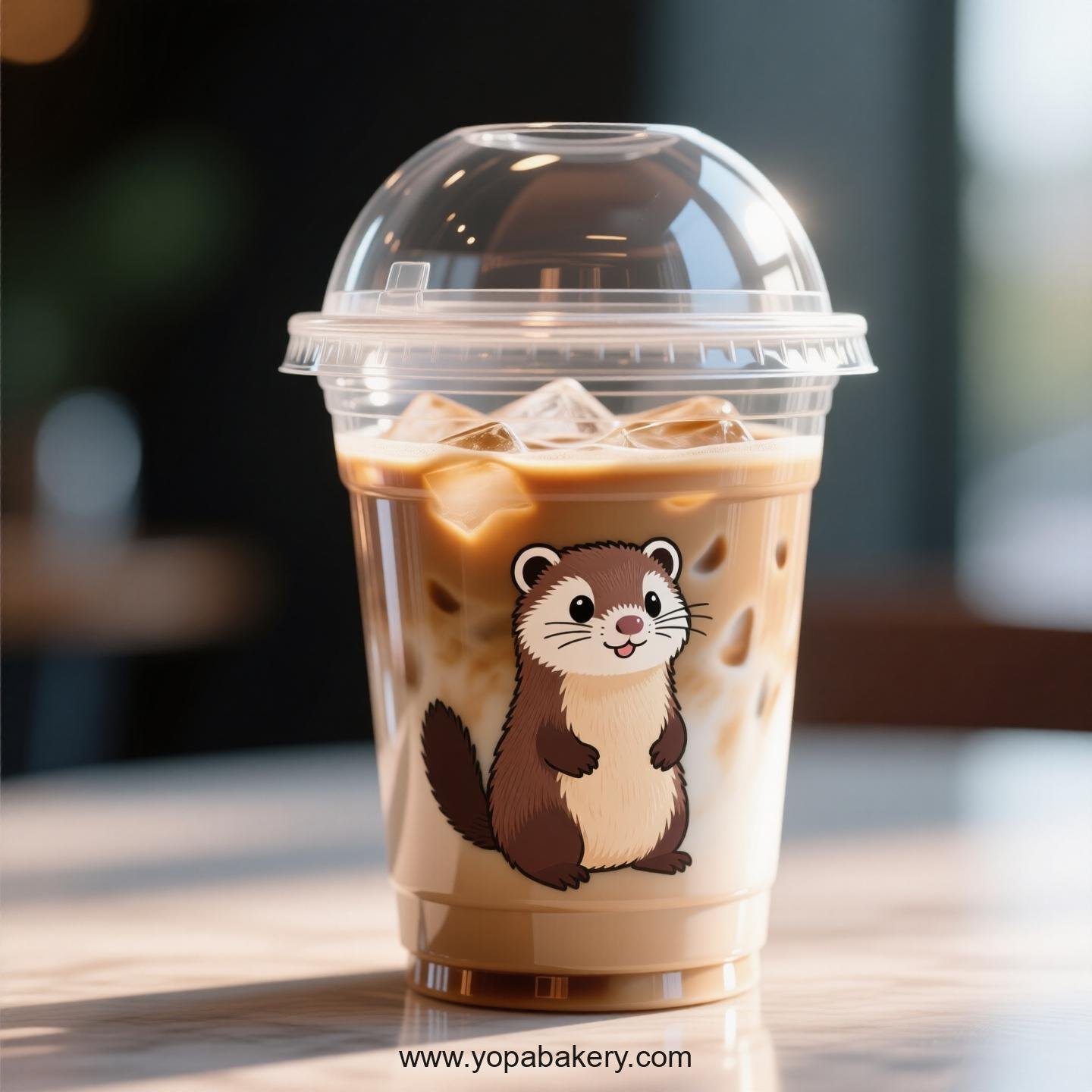 Weasel Themed Clear Plastic Cups - Disposable PP & PET Coffee Cups with Lids