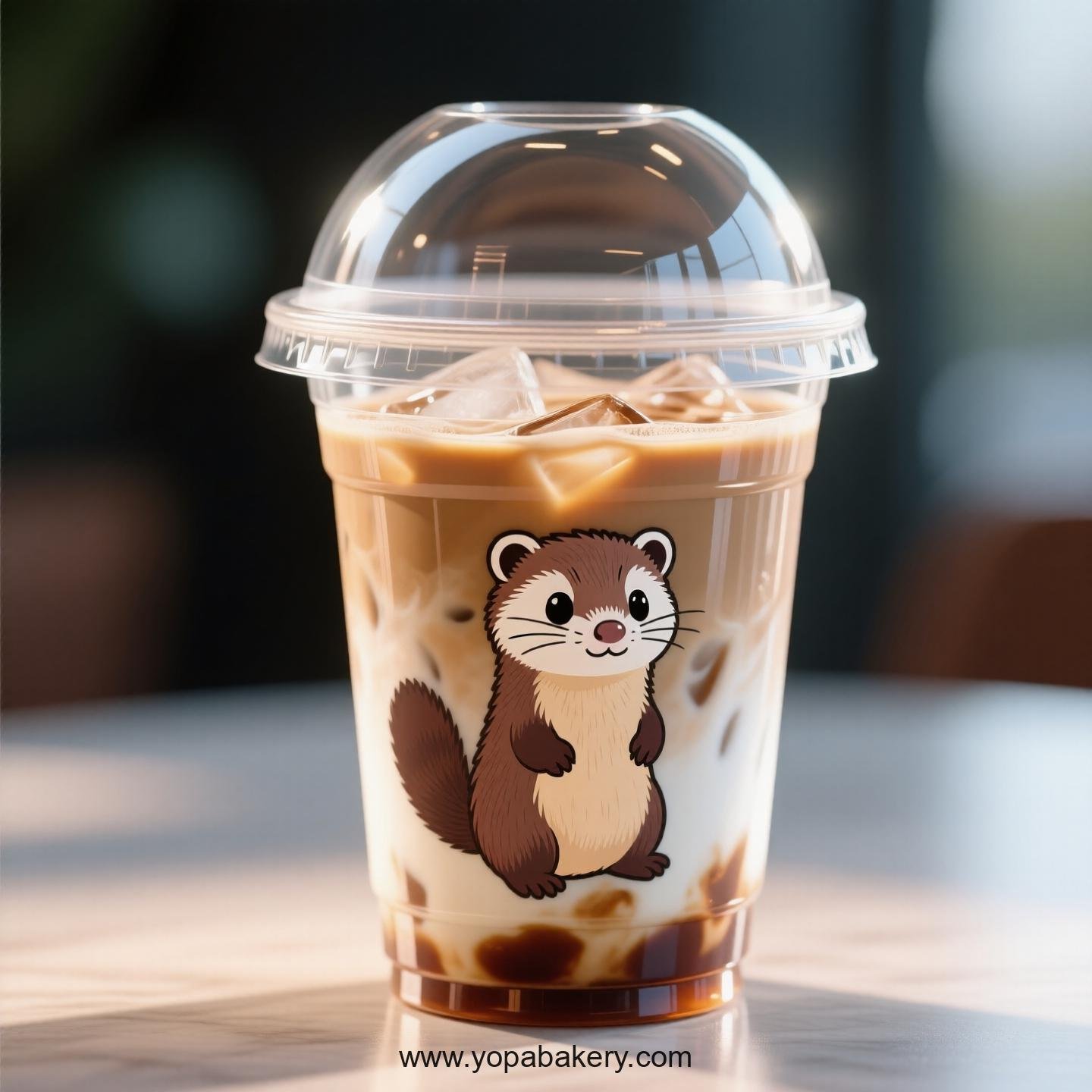 Weasel Themed Clear Plastic Cups - Disposable PP & PET Coffee Cups with Lids
