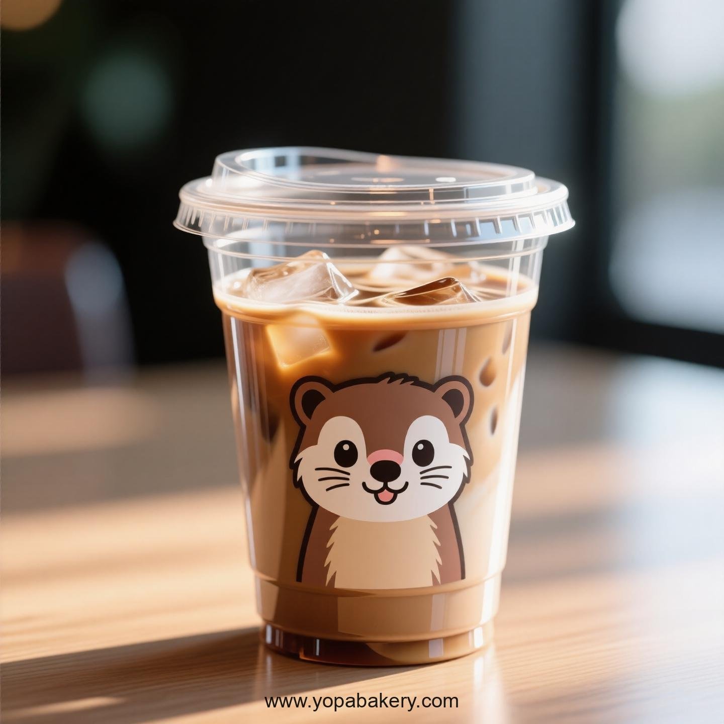 Weasel Themed Clear Plastic Cups - Disposable PP & PET Coffee Cups with Lids