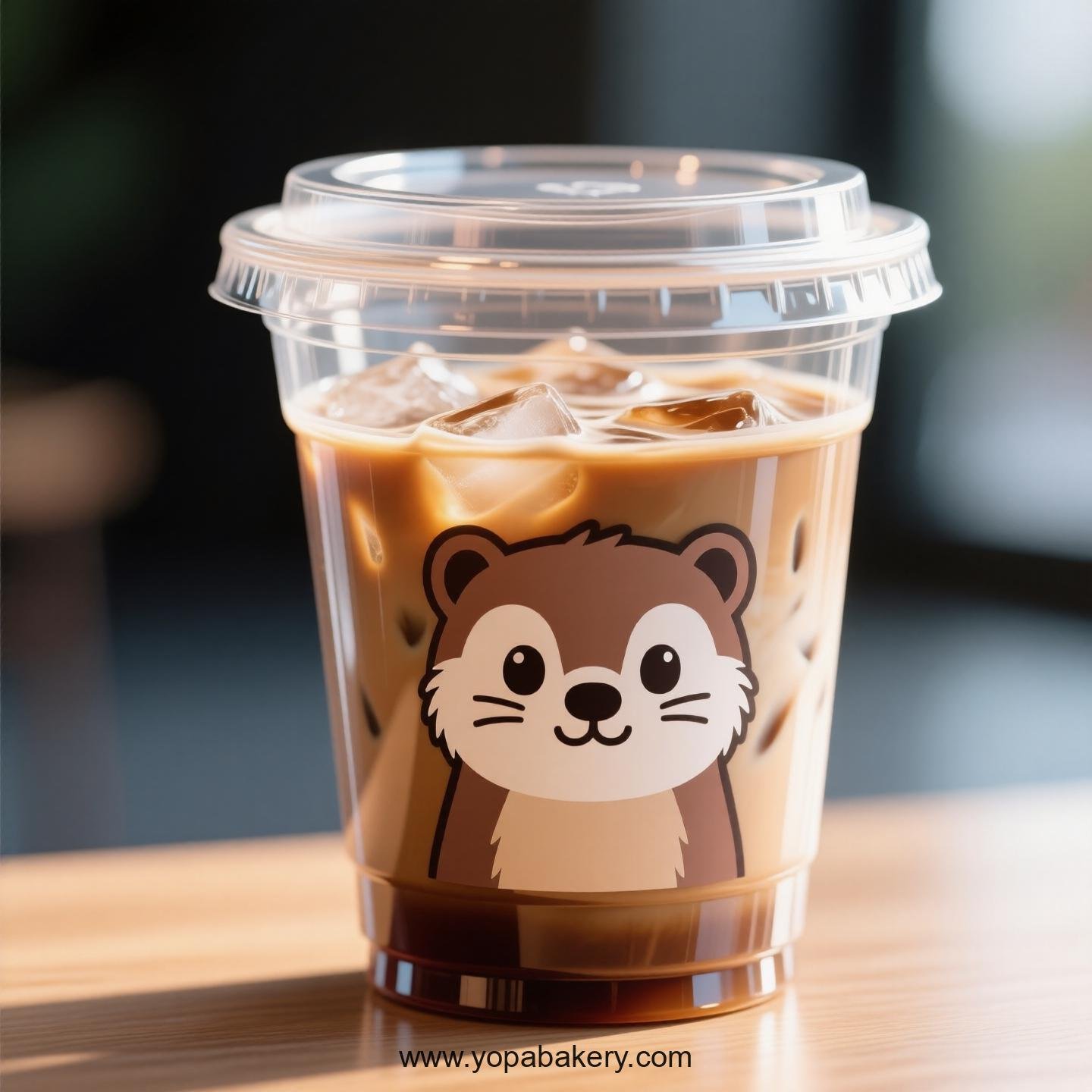 Weasel Themed Clear Plastic Cups - Disposable PP & PET Coffee Cups with Lids