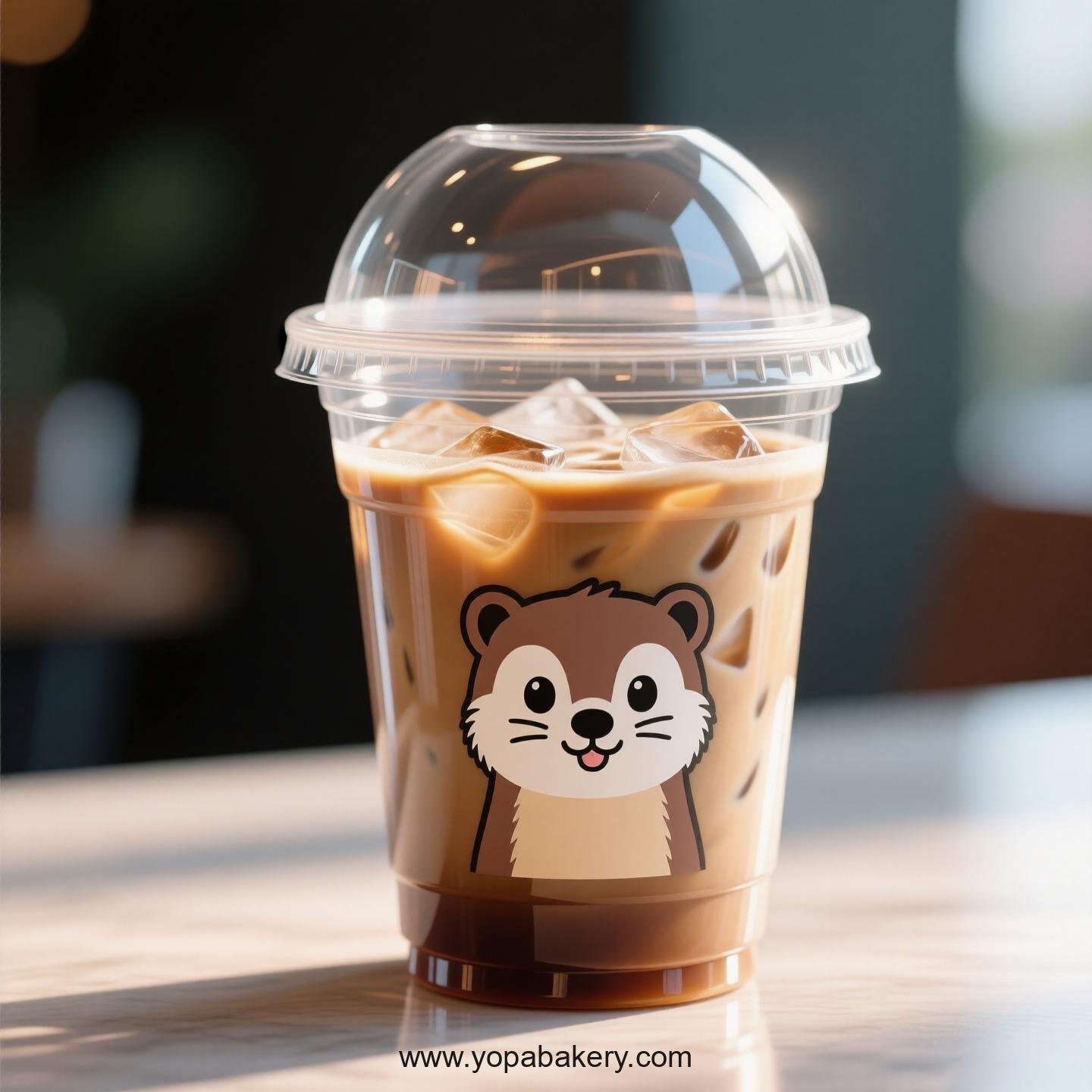 Weasel Themed Clear Plastic Cups - Disposable PP & PET Coffee Cups with Lids
