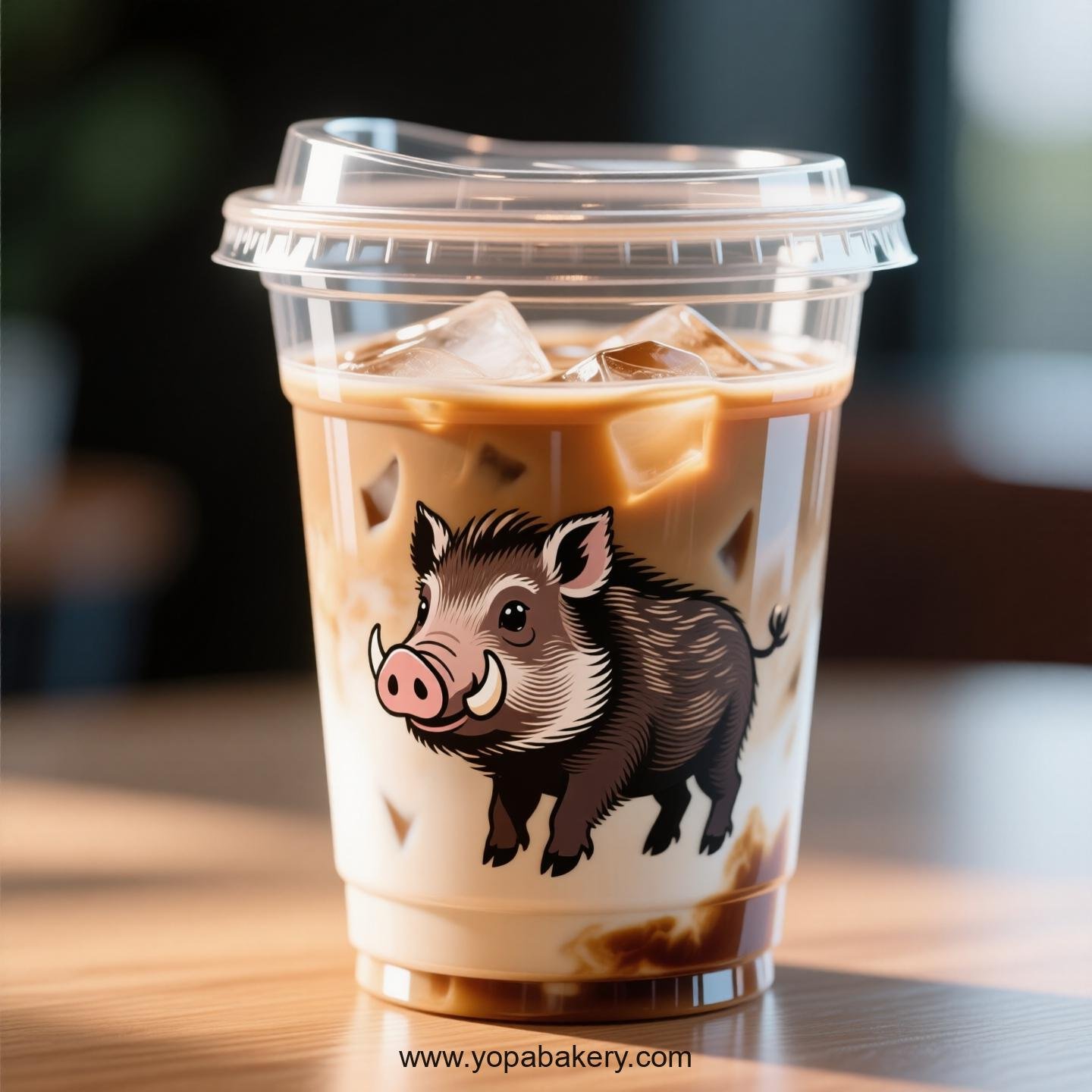 Wild Boar Themed Clear Plastic Cups - Disposable PP & PET Coffee Cups with Lids