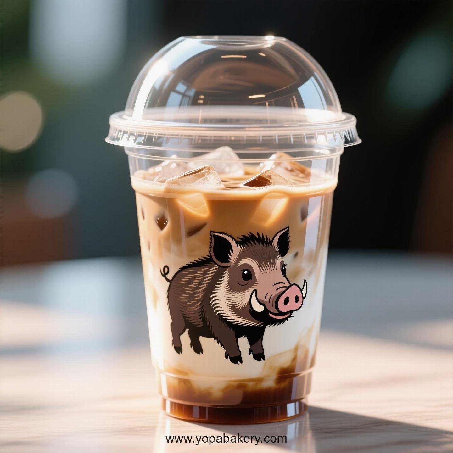 Wild Boar Themed Clear Plastic Cups - Disposable PP & PET Coffee Cups with Lids