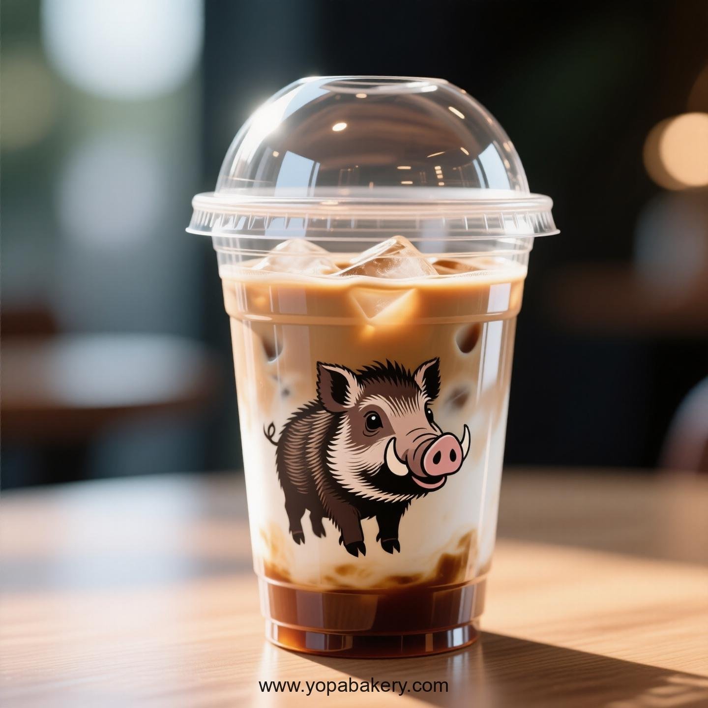 Wild Boar Themed Clear Plastic Cups - Disposable PP & PET Coffee Cups with Lids