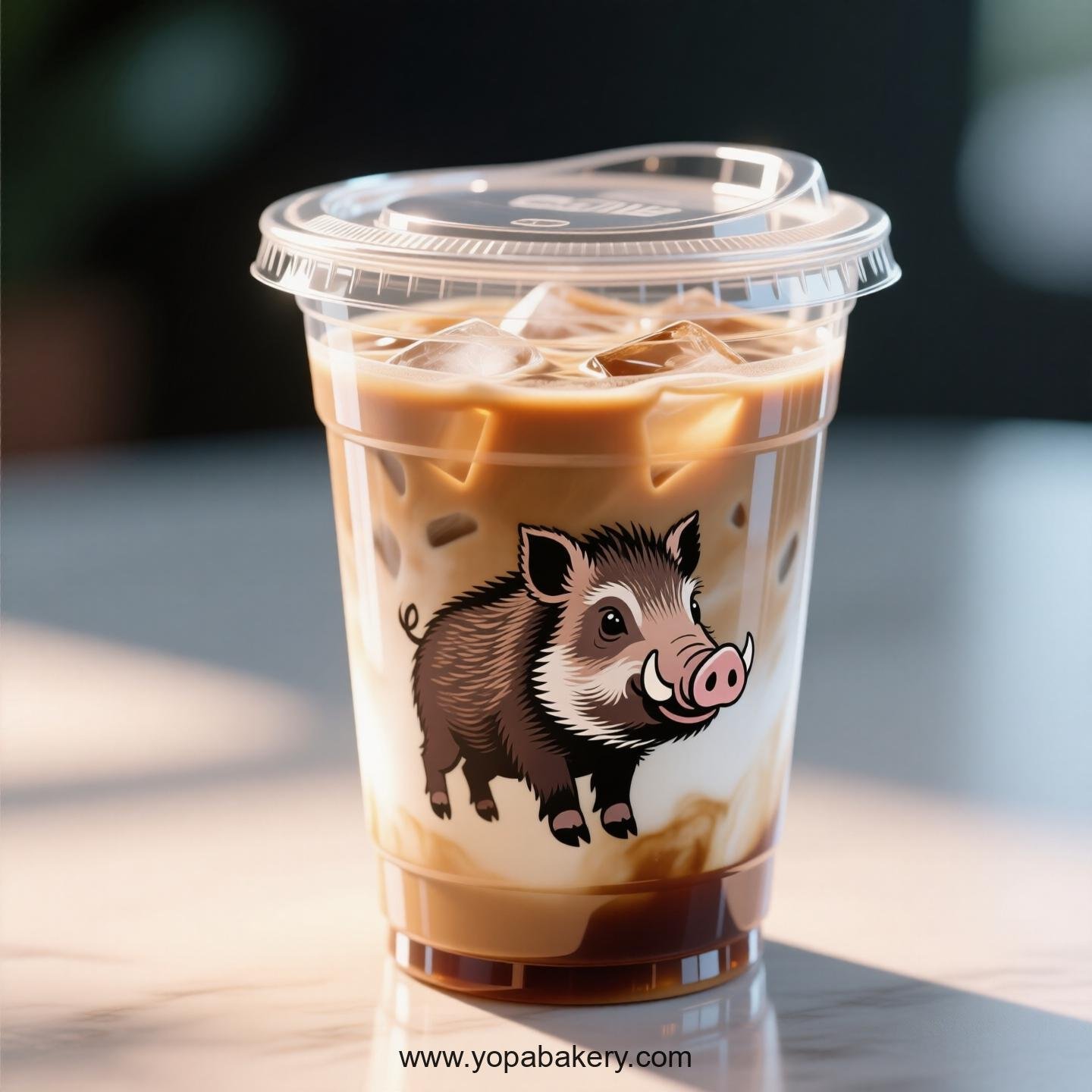 Wild Boar Themed Clear Plastic Cups - Disposable PP & PET Coffee Cups with Lids