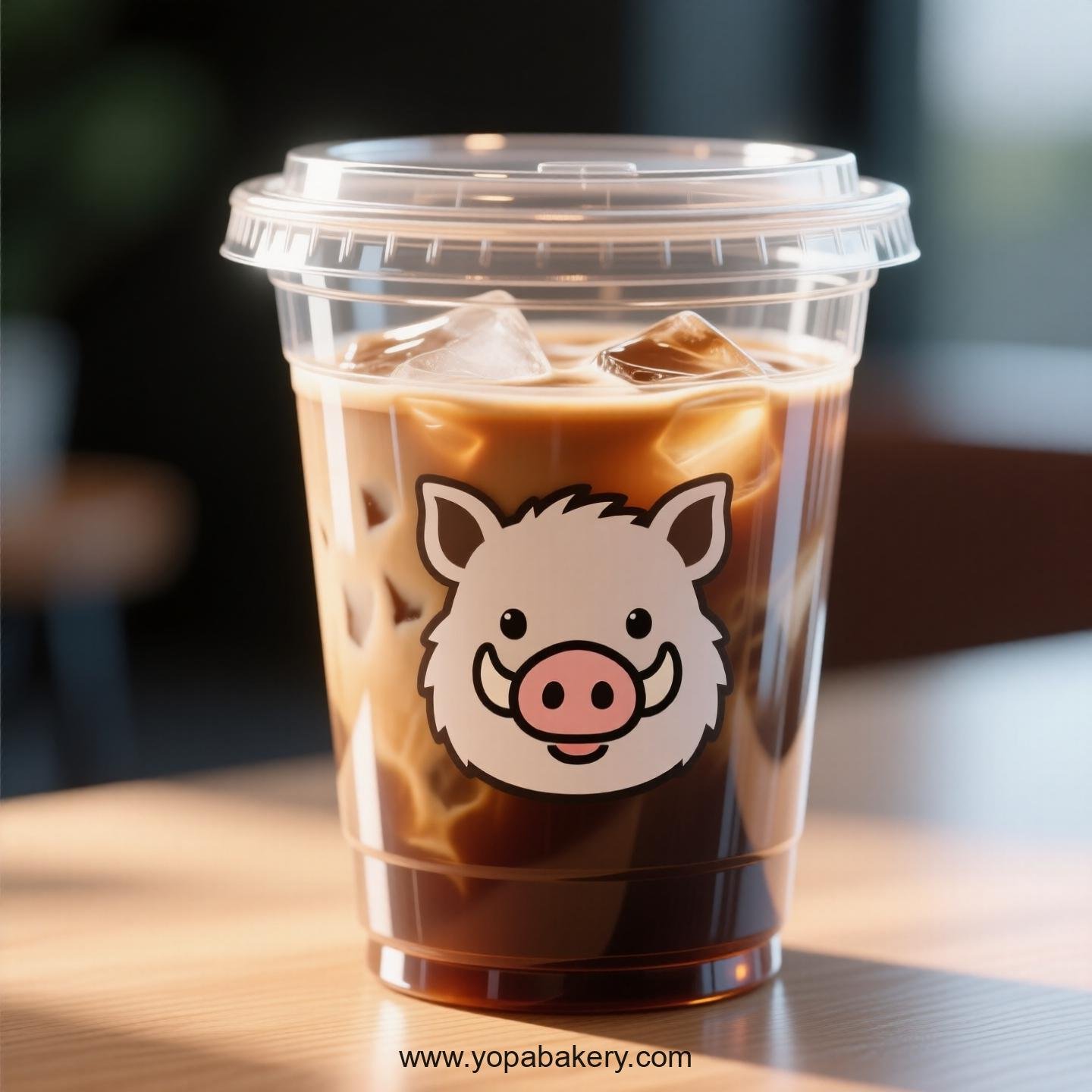 Wild Boar Themed Clear Plastic Cups - Disposable PP & PET Coffee Cups with Lids