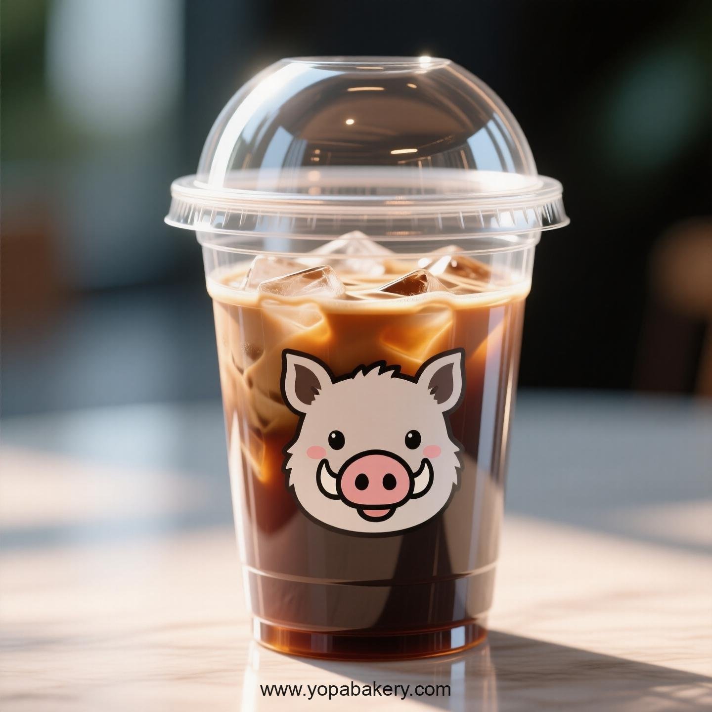 Wild Boar Themed Clear Plastic Cups - Disposable PP & PET Coffee Cups with Lids