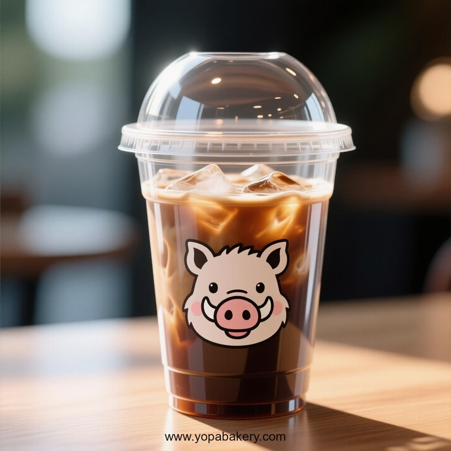 Wild Boar Themed Clear Plastic Cups - Disposable PP & PET Coffee Cups with Lids