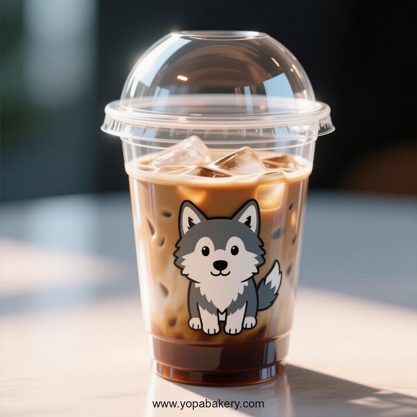 Wolf Themed Clear Plastic Cups - Disposable PP & PET Coffee Cups with Lids