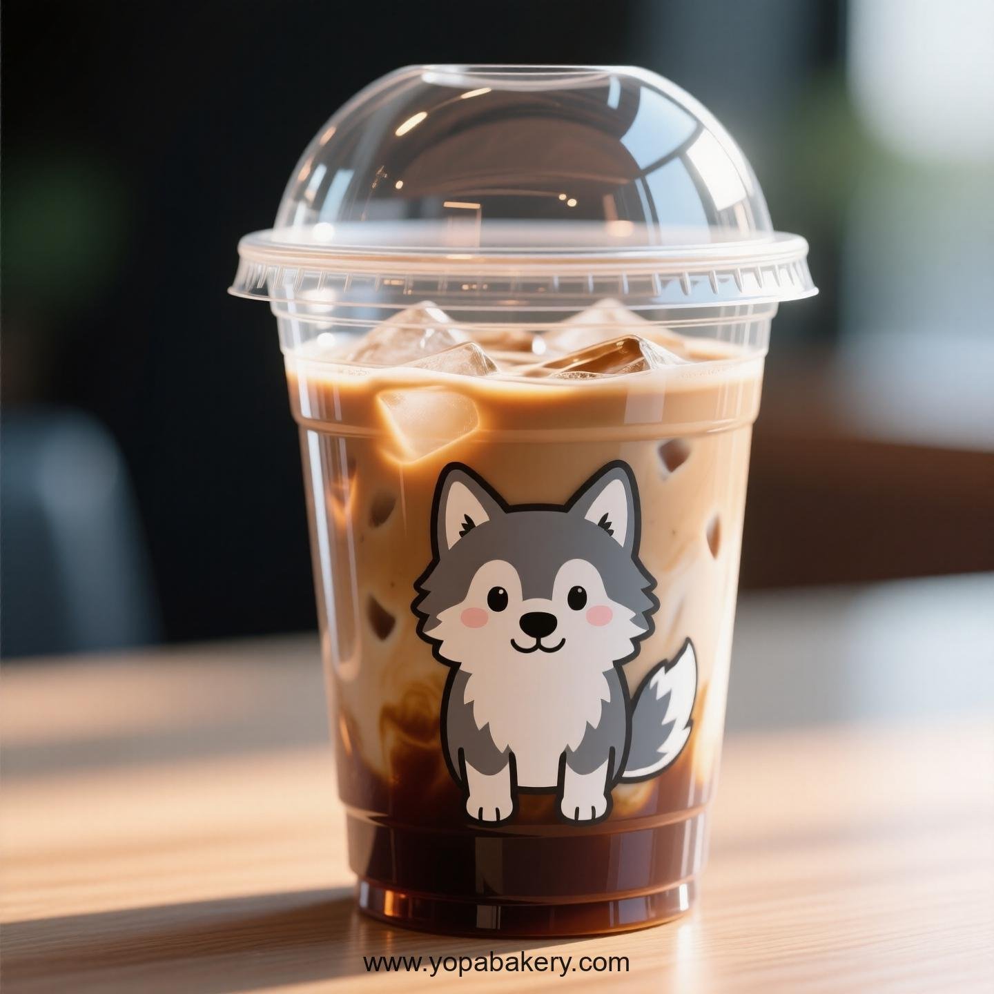 Wolf Themed Clear Plastic Cups - Disposable PP & PET Coffee Cups with Lids