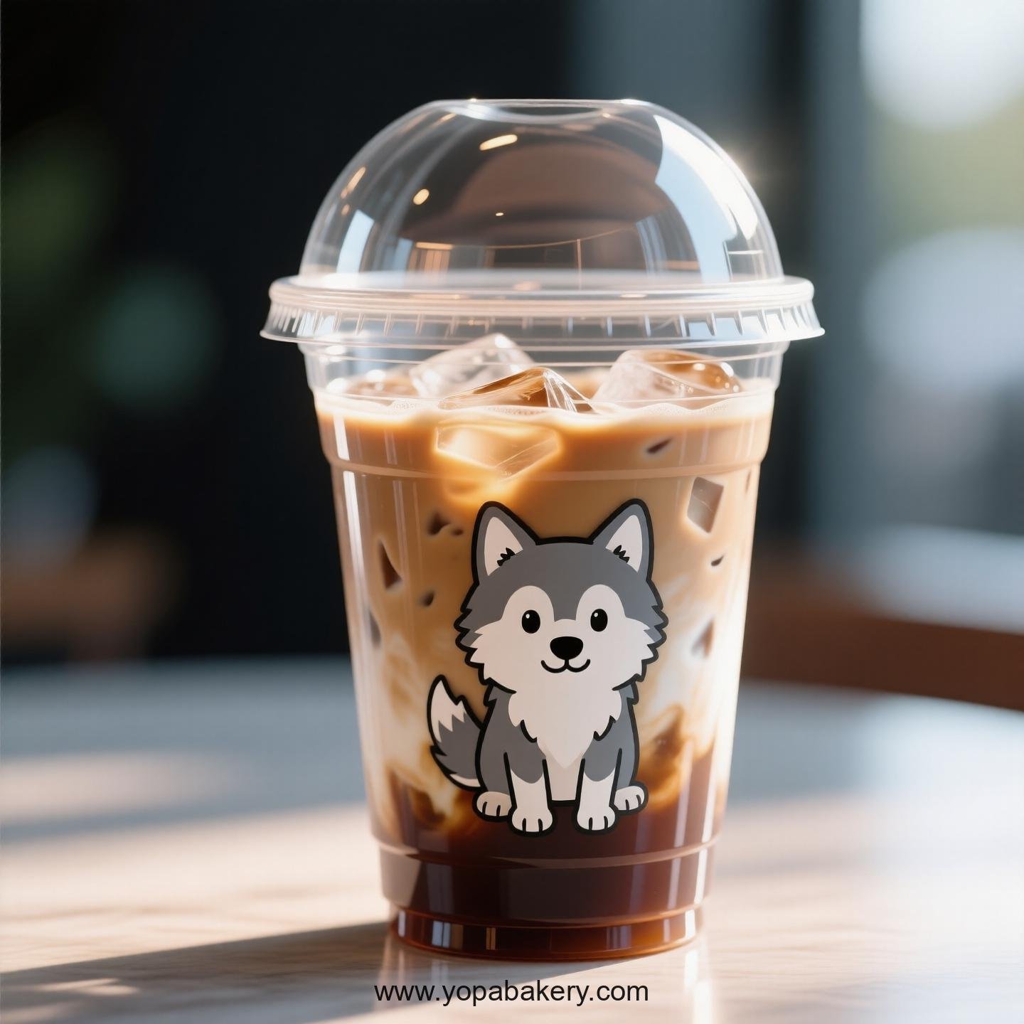 Wolf Themed Clear Plastic Cups - Disposable PP & PET Coffee Cups with Lids
