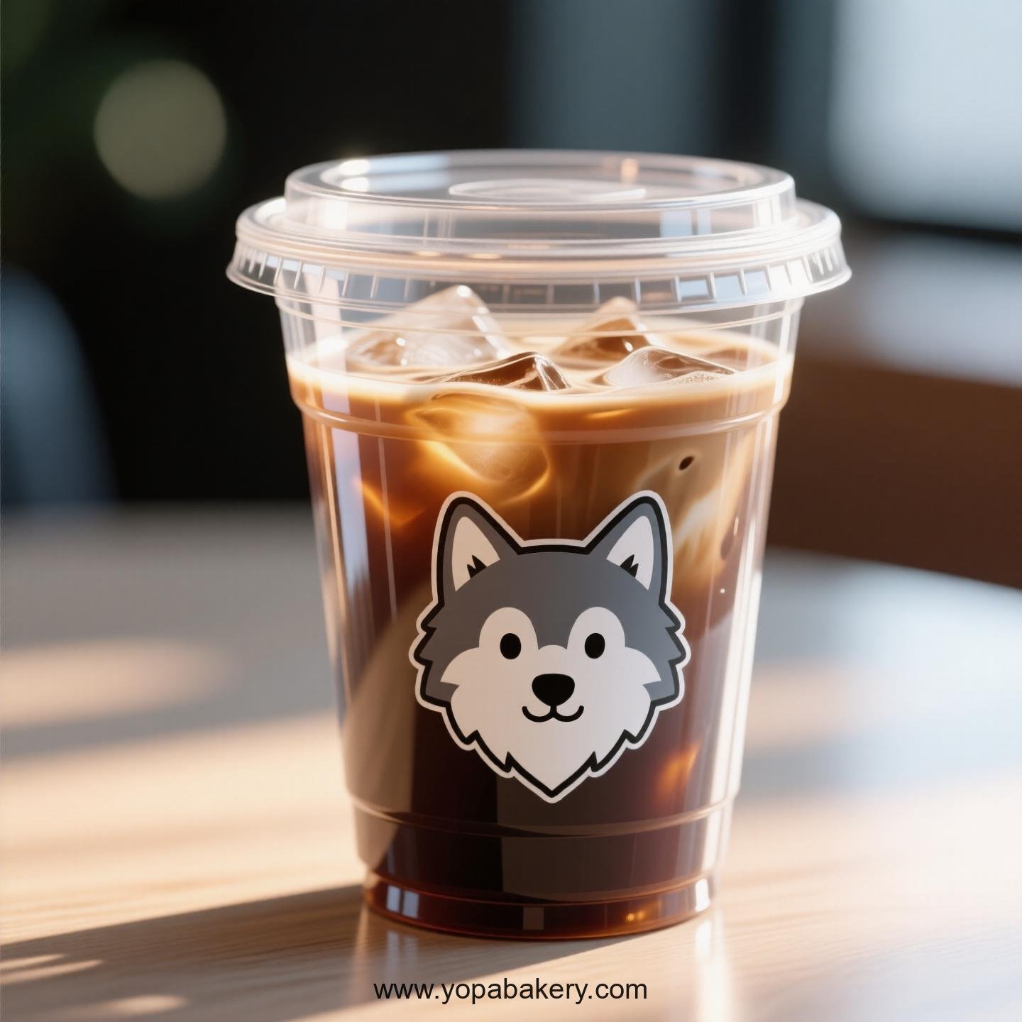 Wolf Themed Clear Plastic Cups - Disposable PP & PET Coffee Cups with Lids