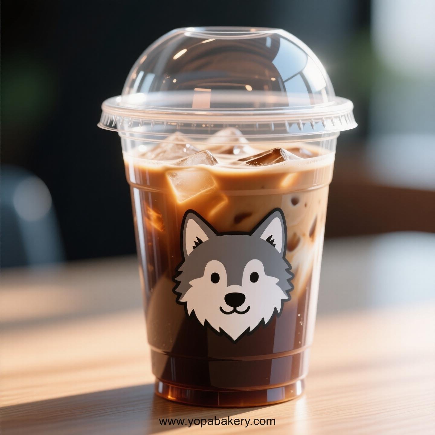 Wolf Themed Clear Plastic Cups - Disposable PP & PET Coffee Cups with Lids