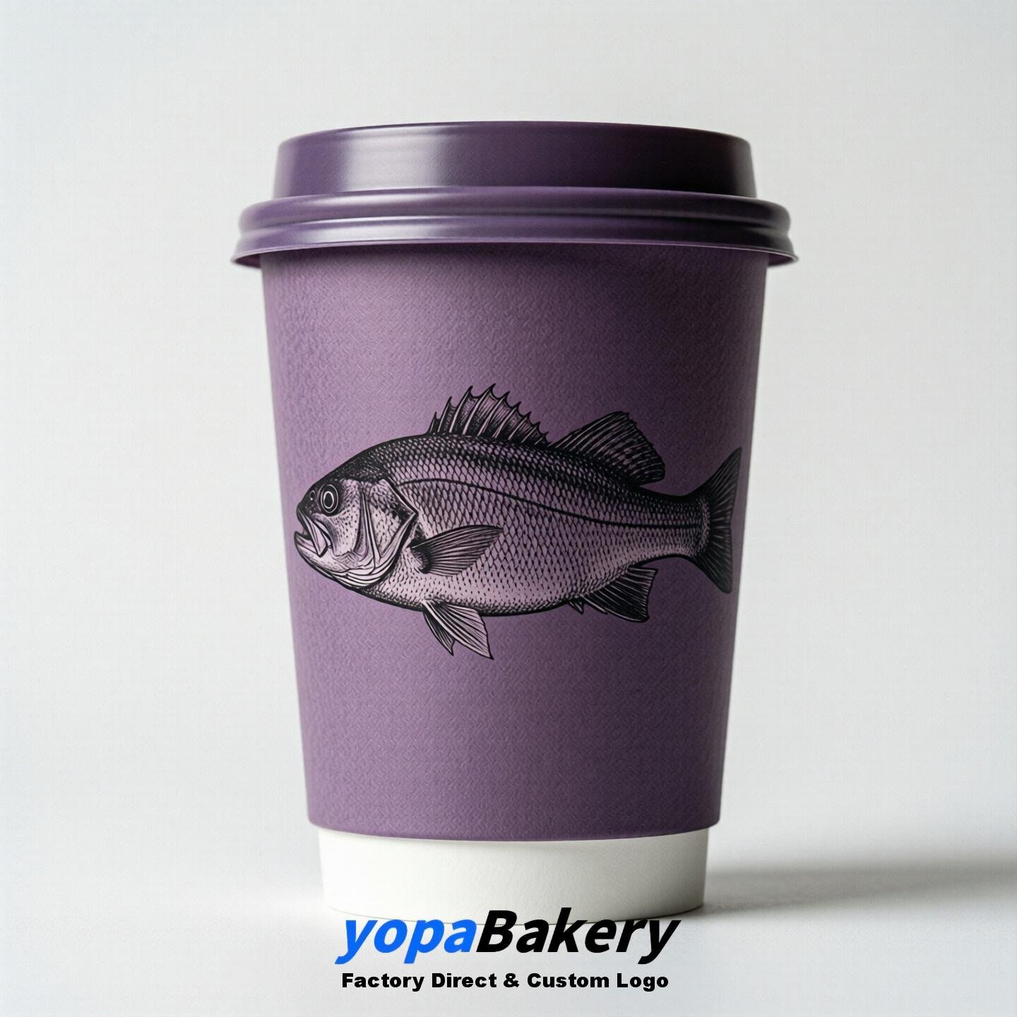 Sea Bass Double Wall Paper Cups: 100ml/120ml/200ml/240ml/300ml/360ml/400ml/500ml/600ml/700ml