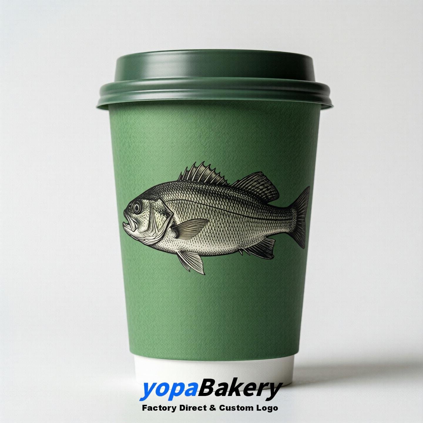 Sea Bass Double Wall Paper Cups: 100ml/120ml/200ml/240ml/300ml/360ml/400ml/500ml/600ml/700ml