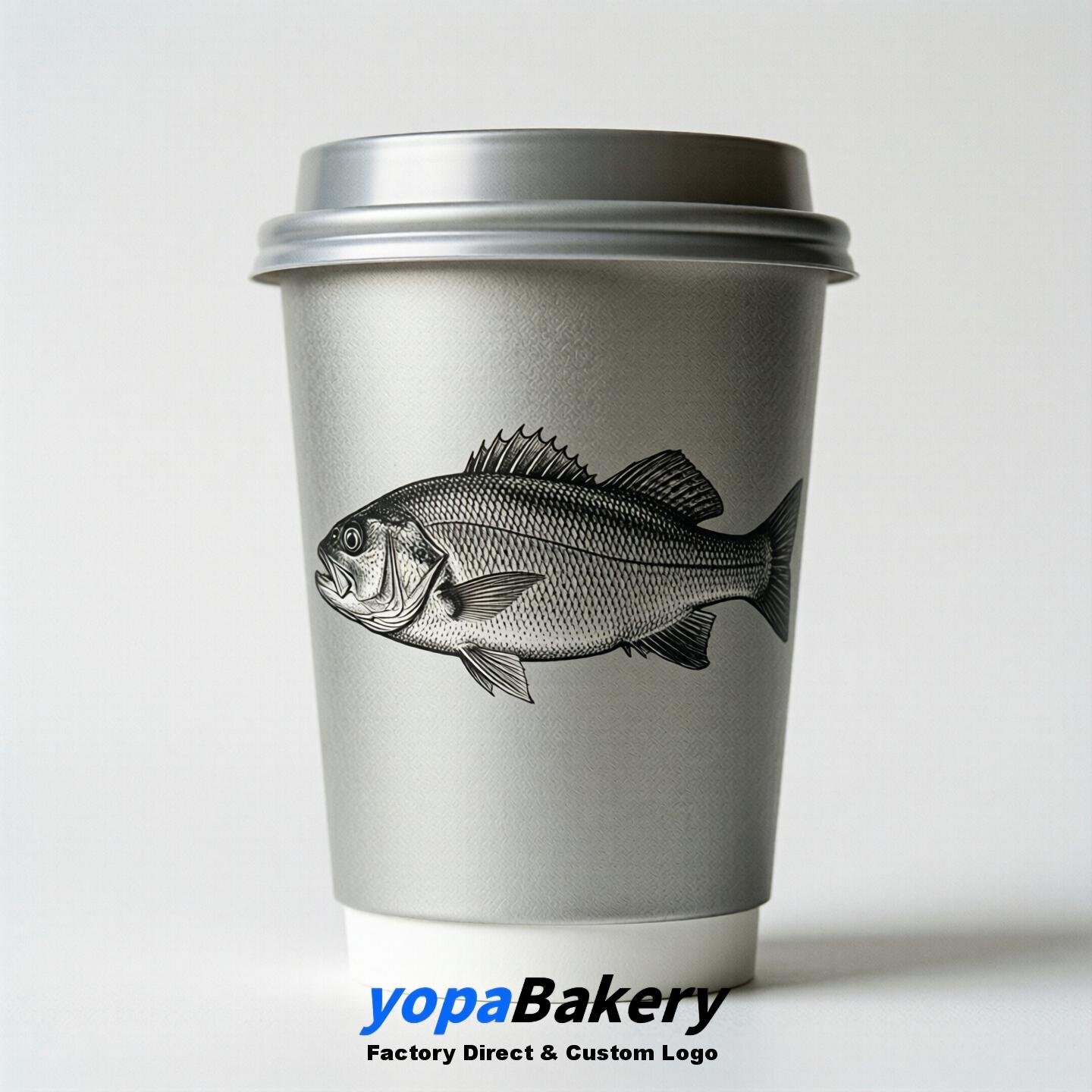 Sea Bass Double Wall Paper Cups: 100ml/120ml/200ml/240ml/300ml/360ml/400ml/500ml/600ml/700ml