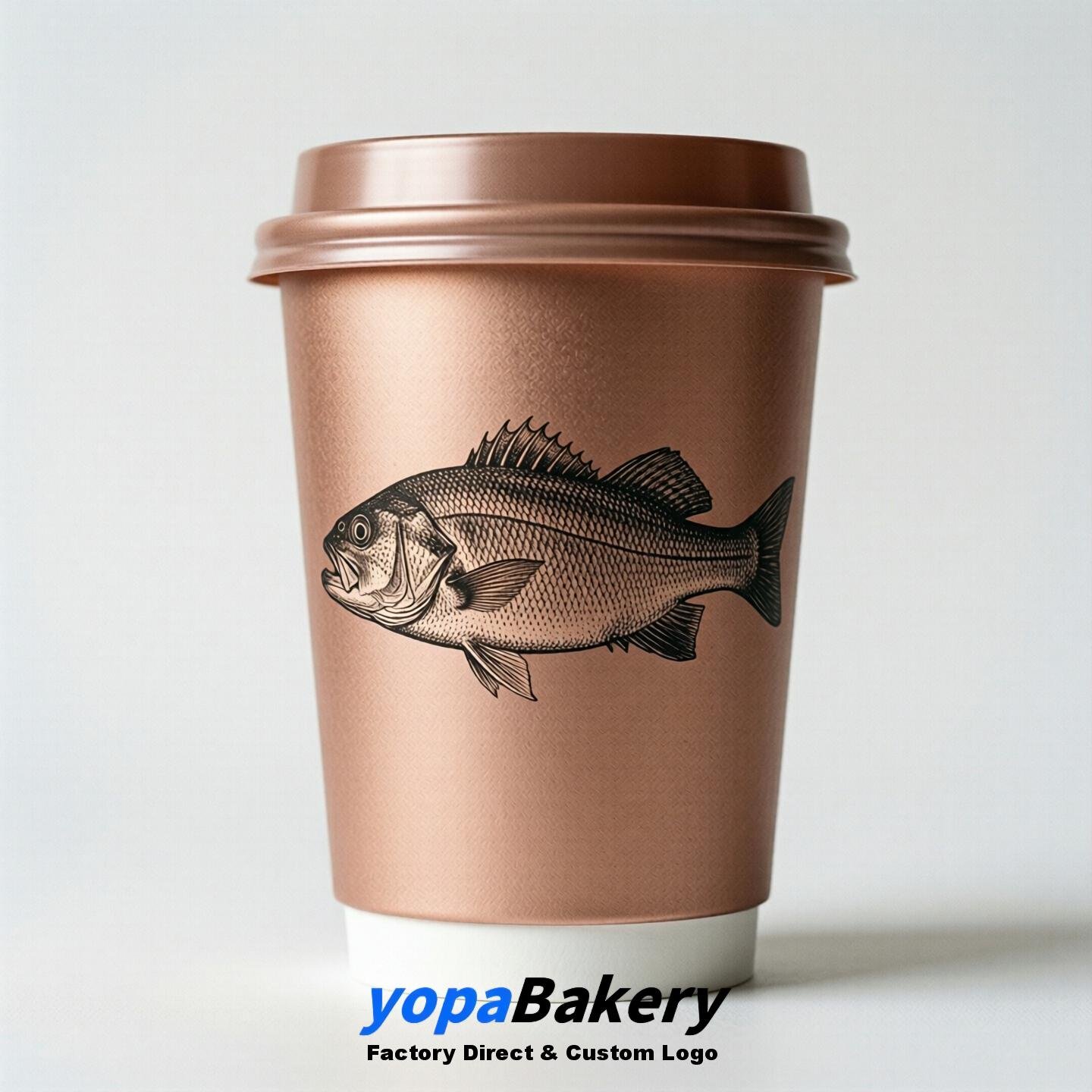 Sea Bass Double Wall Paper Cups: 100ml/120ml/200ml/240ml/300ml/360ml/400ml/500ml/600ml/700ml