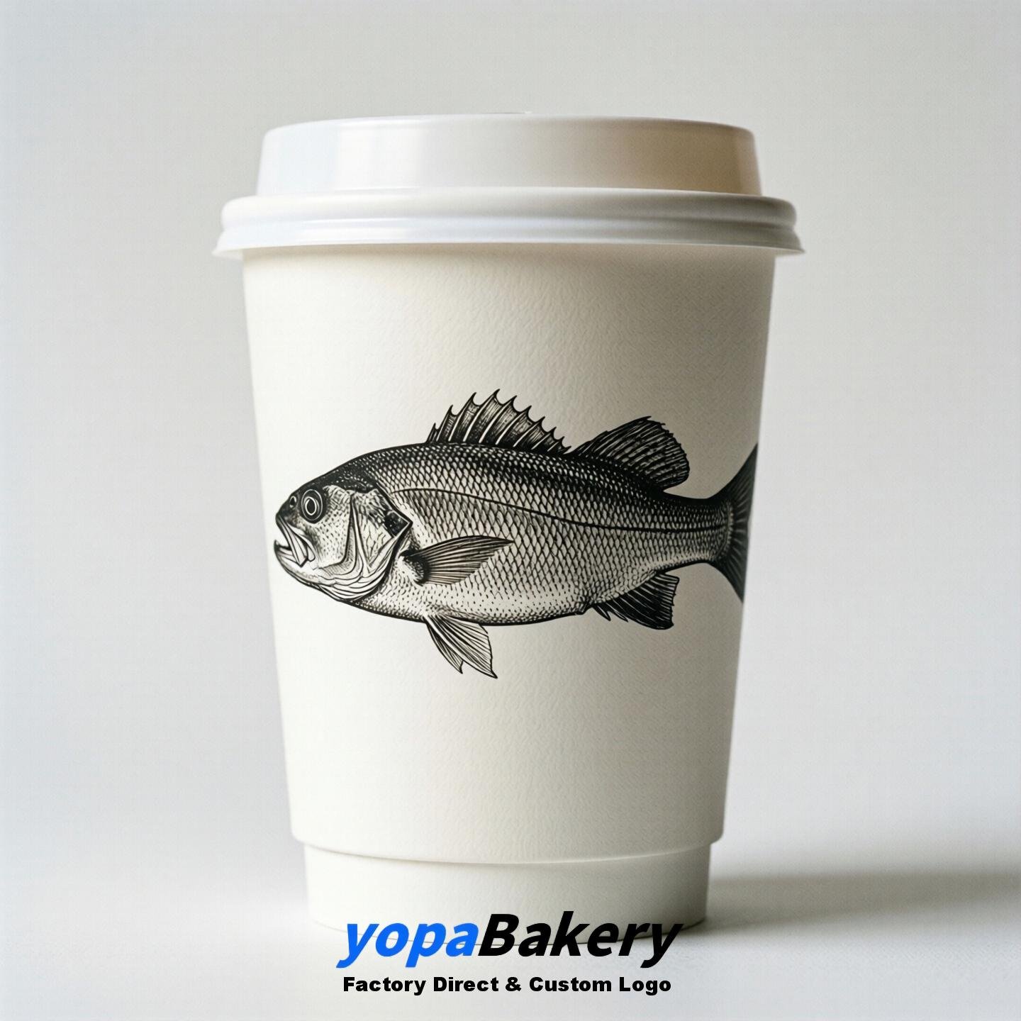 Sea Bass Double Wall Paper Cups: 100ml/120ml/200ml/240ml/300ml/360ml/400ml/500ml/600ml/700ml