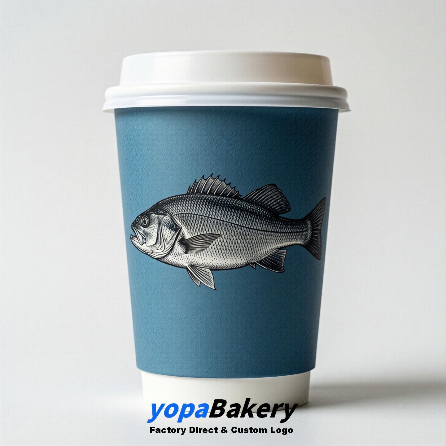Sea Bass Double Wall Paper Cups: 100ml/120ml/200ml/240ml/300ml/360ml/400ml/500ml/600ml/700ml