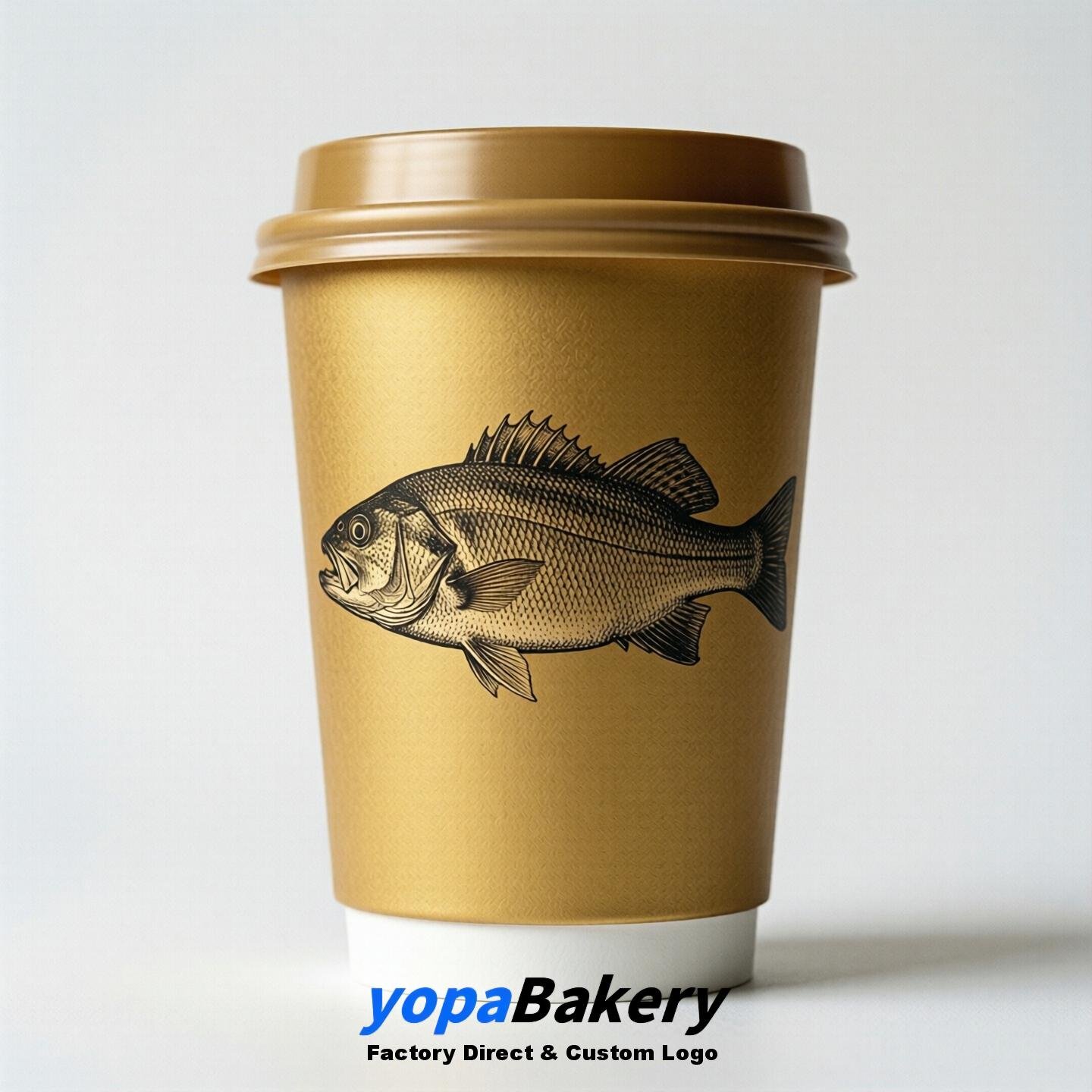Sea Bass Double Wall Paper Cups: 100ml/120ml/200ml/240ml/300ml/360ml/400ml/500ml/600ml/700ml