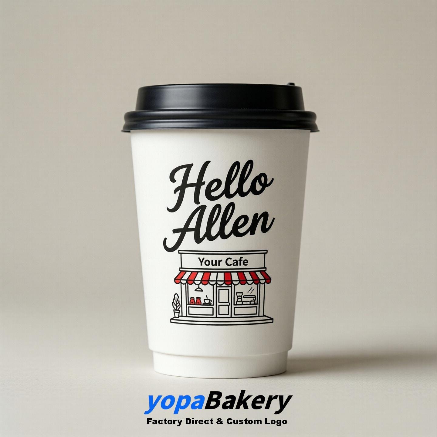 'Welcome to Allen' Paper Coffee Cups | Allen Cafe Packaging Design Firm