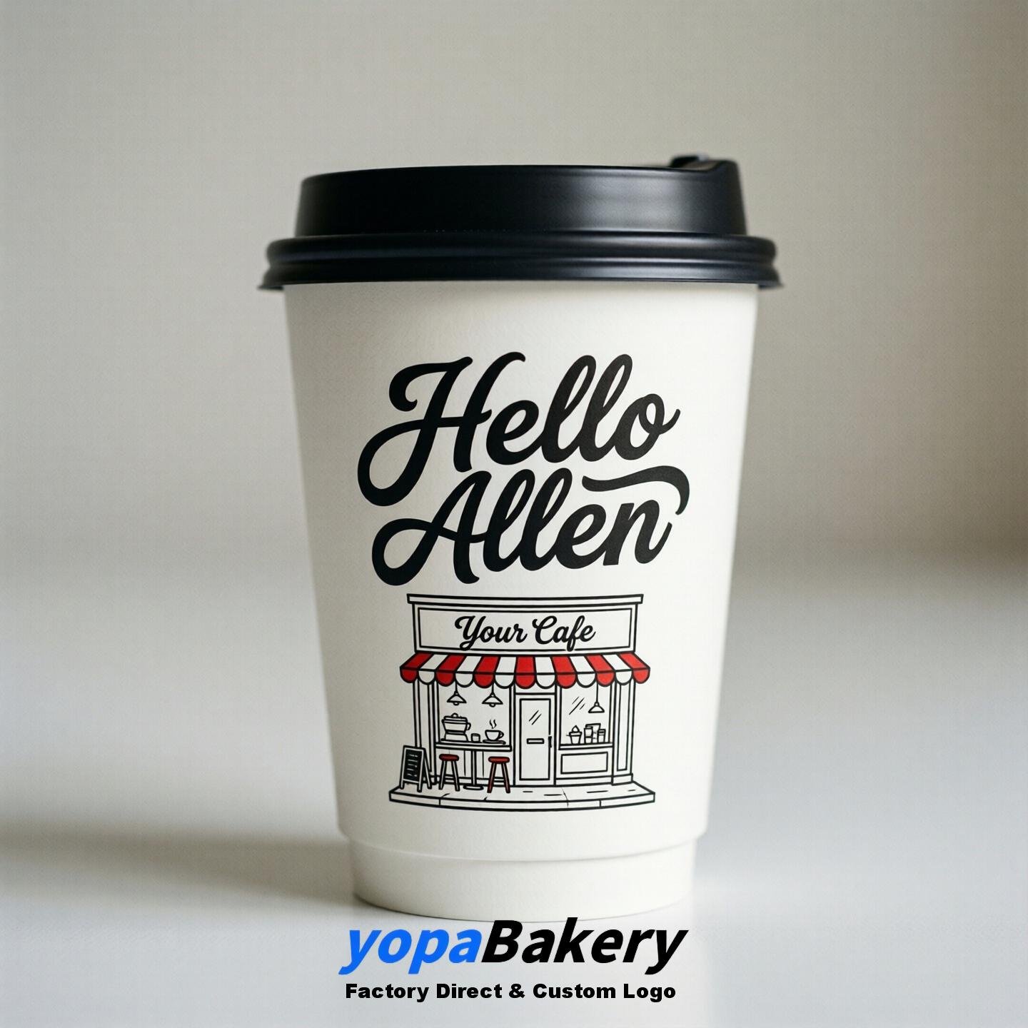 'Welcome to Allen' Paper Coffee Cups | Allen Cafe Packaging Design Firm