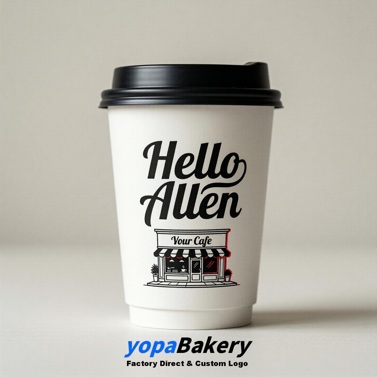 'Welcome to Allen' Paper Coffee Cups | Allen Cafe Packaging Design Firm