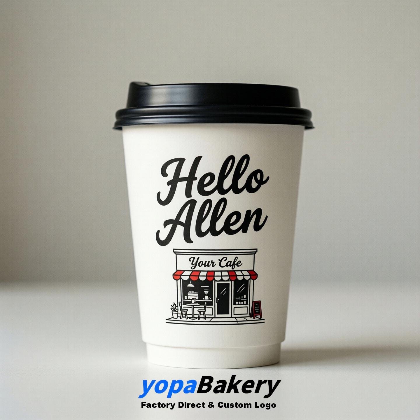 'Welcome to Allen' Paper Coffee Cups | Allen Cafe Packaging Design Firm