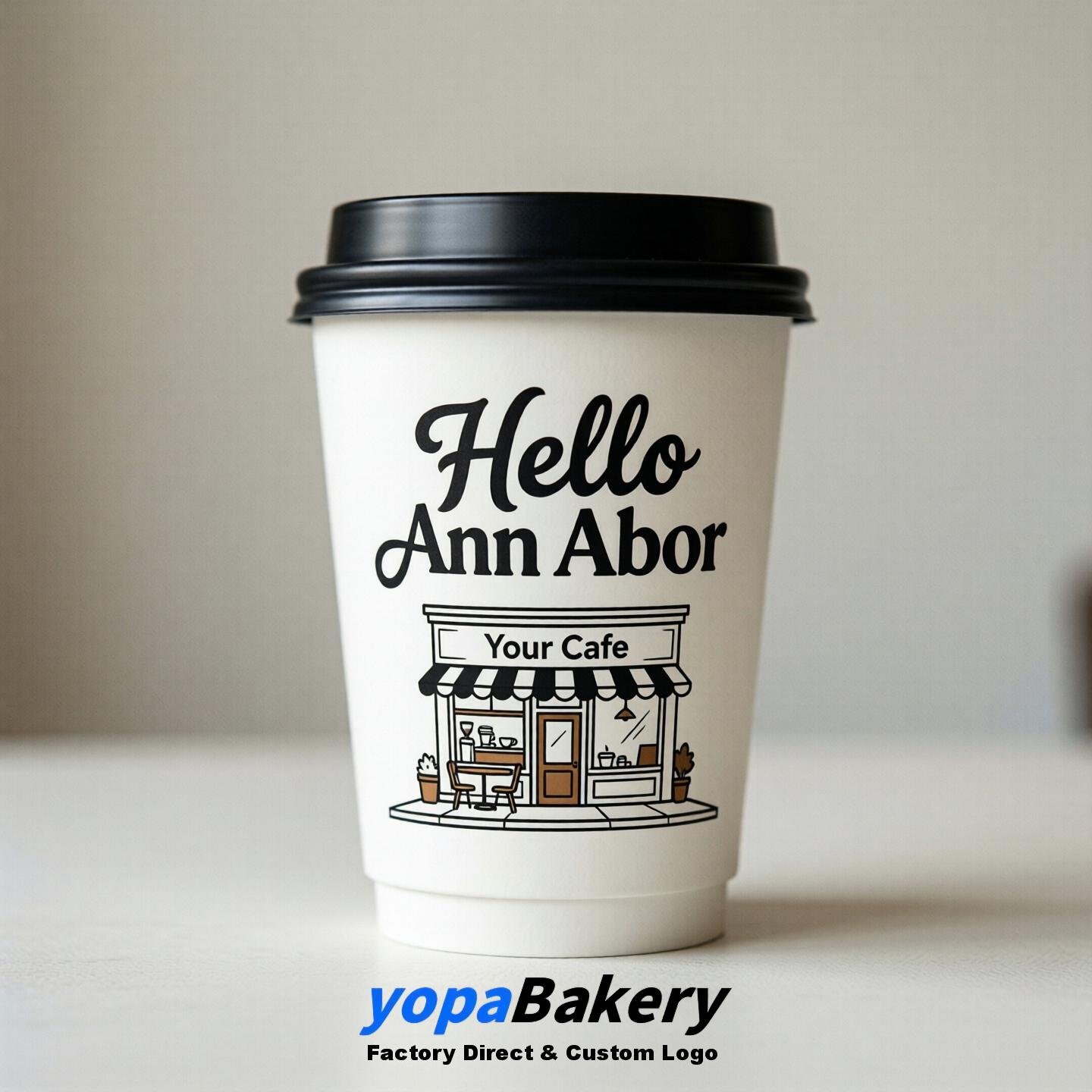 'Welcome to Ann Arbor' Paper Coffee Cups | Ann Arbor Cafe Packaging Design Firm