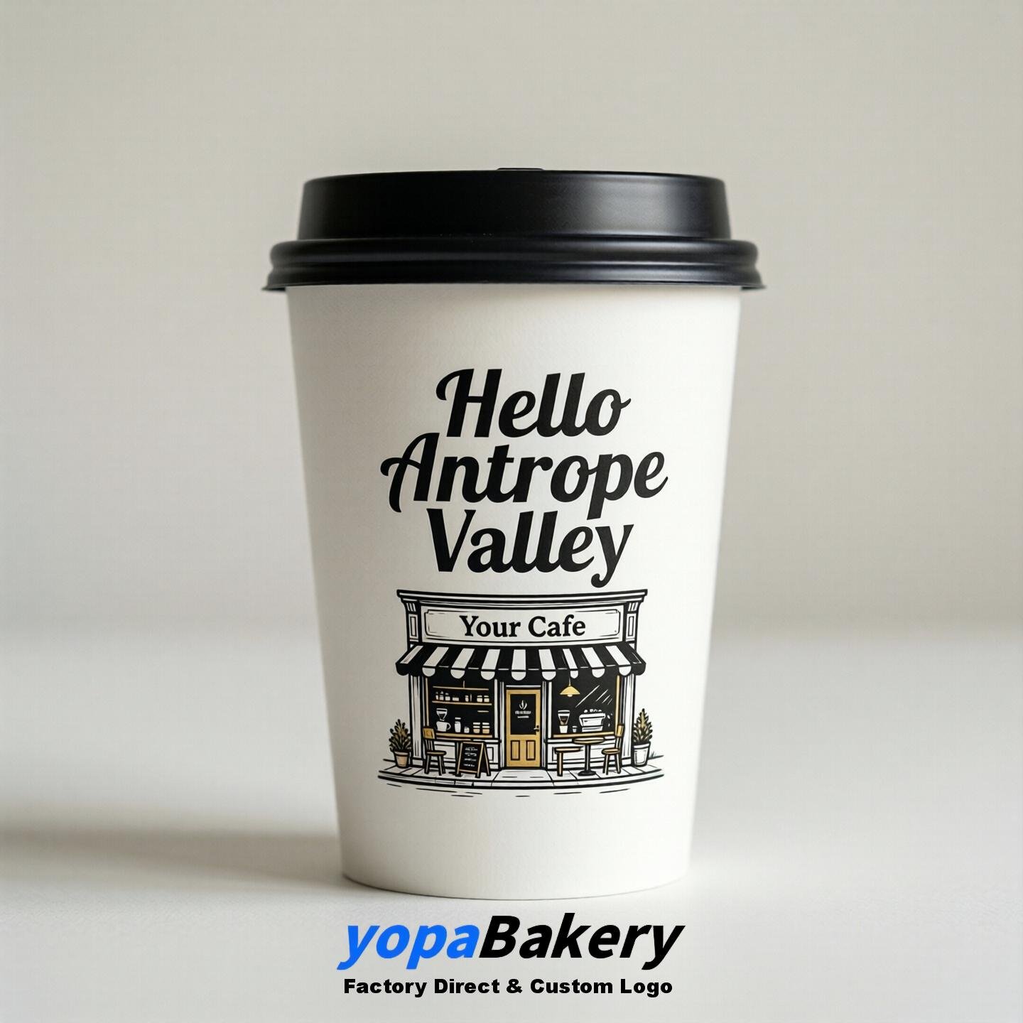 'Welcome to Antelope Valley' Paper Coffee Cups | Antelope Valley Cafe Packaging Design Firm