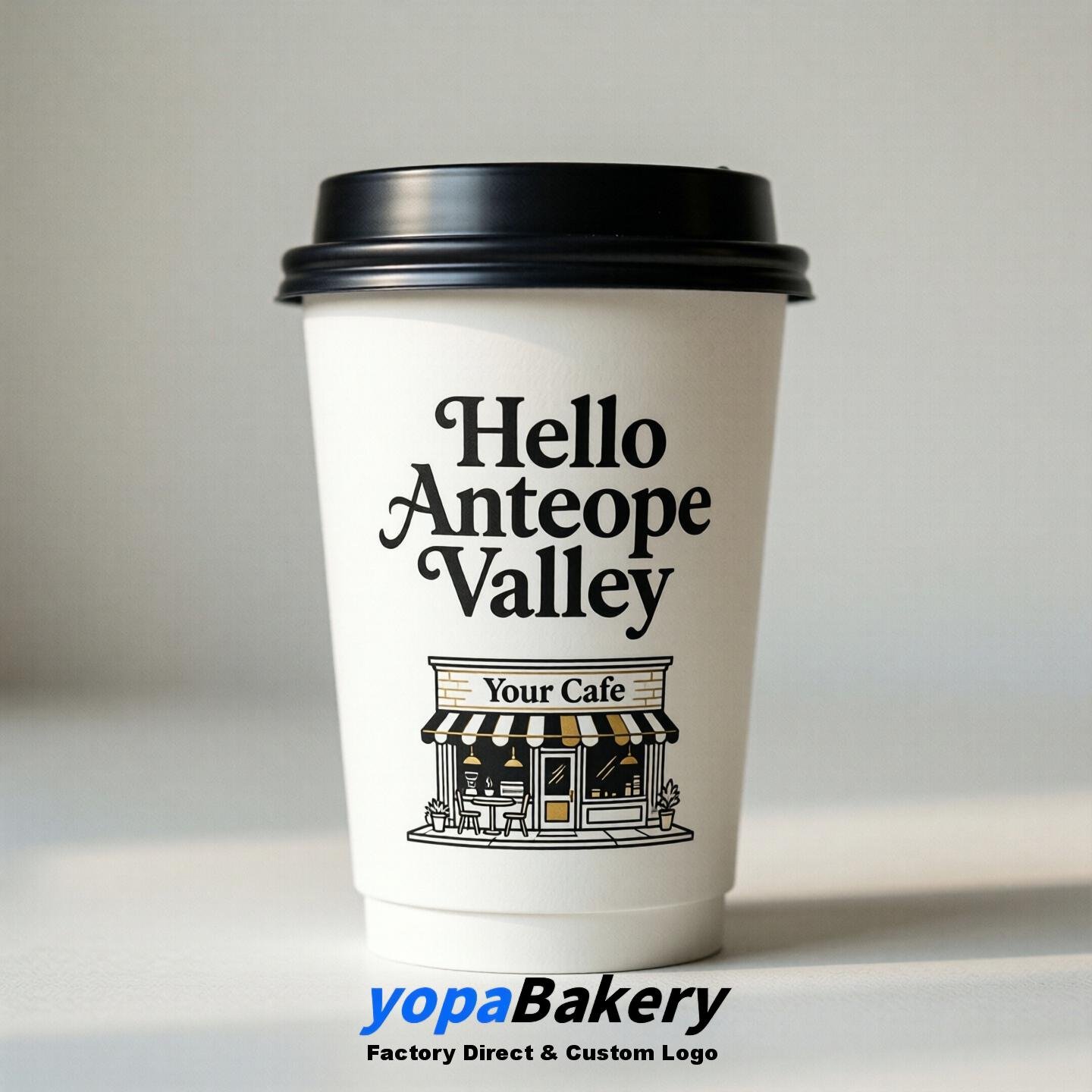 'Welcome to Antelope Valley' Paper Coffee Cups | Antelope Valley Cafe Packaging Design Firm