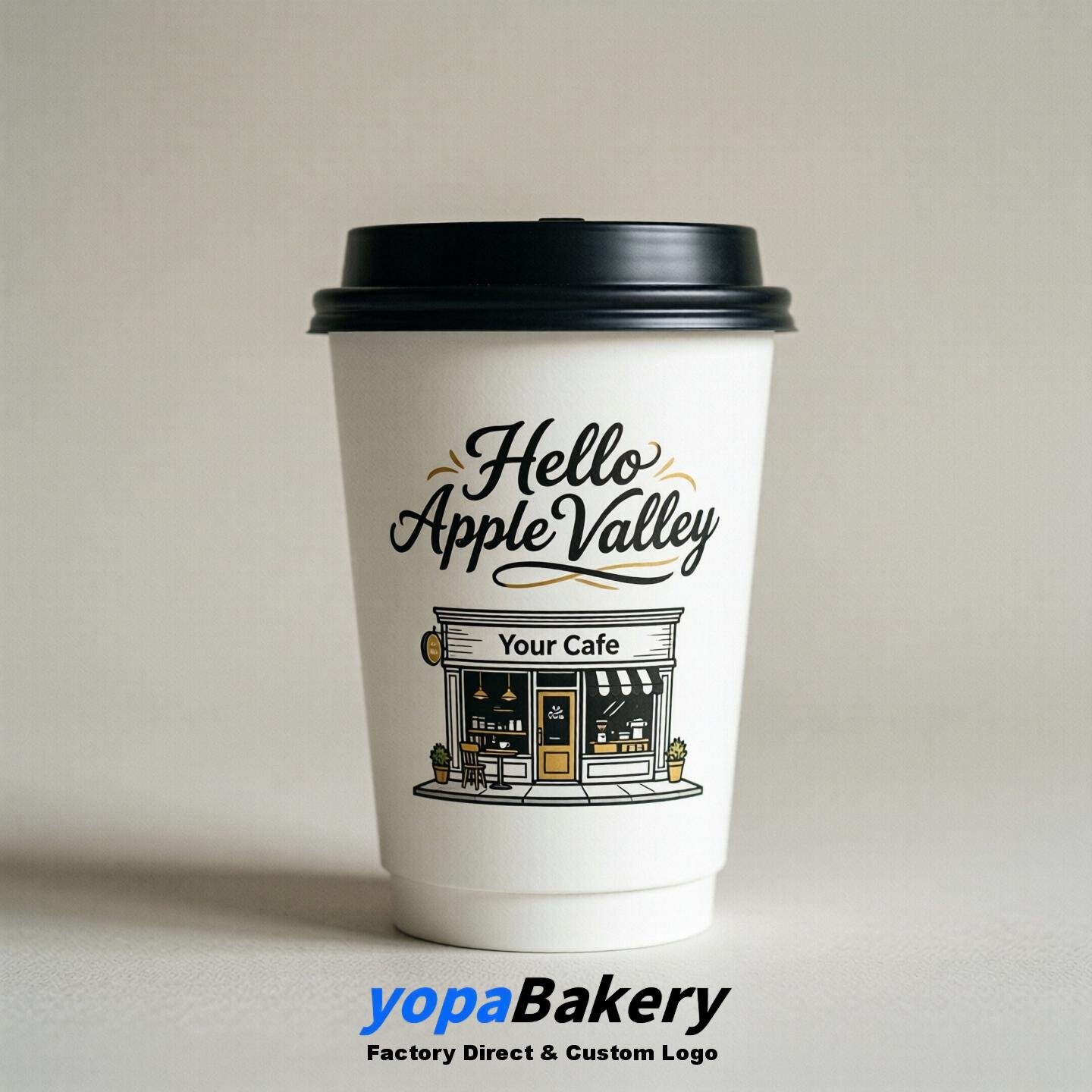 'Hello Apple Valley' Paper Coffee Cups | Apple Valley Cafe Packaging Design Agency